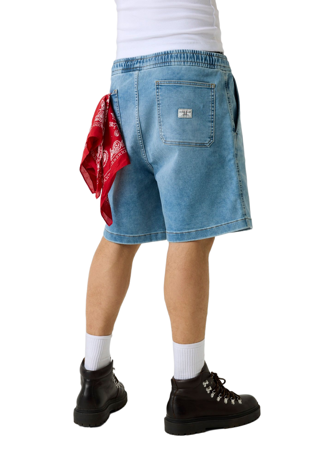 Denim cotton blend shorts GUESS Blue