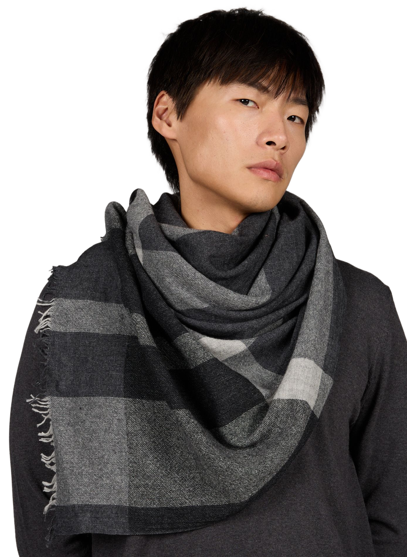 Echarpe à carreaux en laine et coton mélangés SAISON 1865 Multicolore