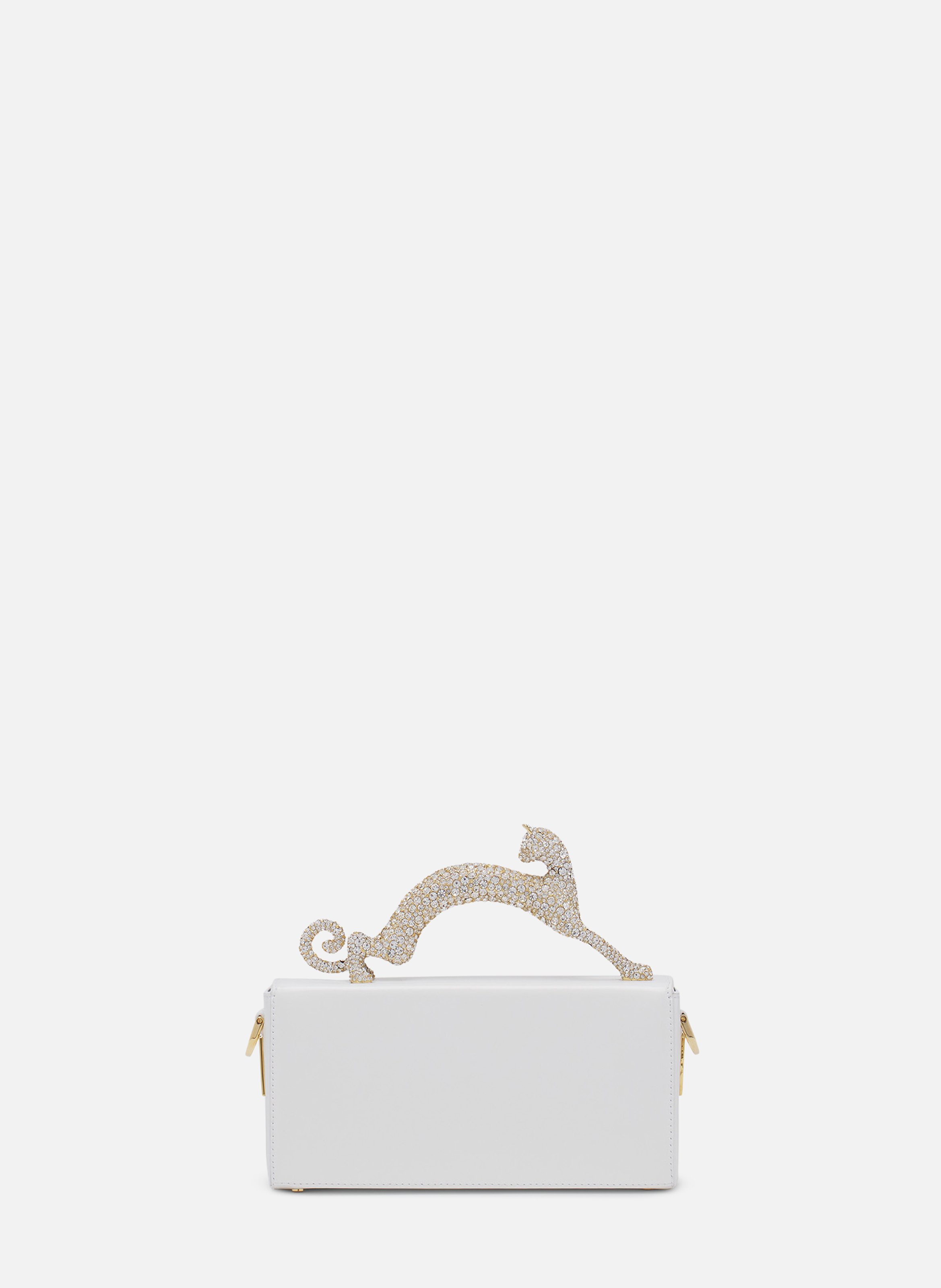 Sac pencil cat en cuir et strass LANVIN Blanc