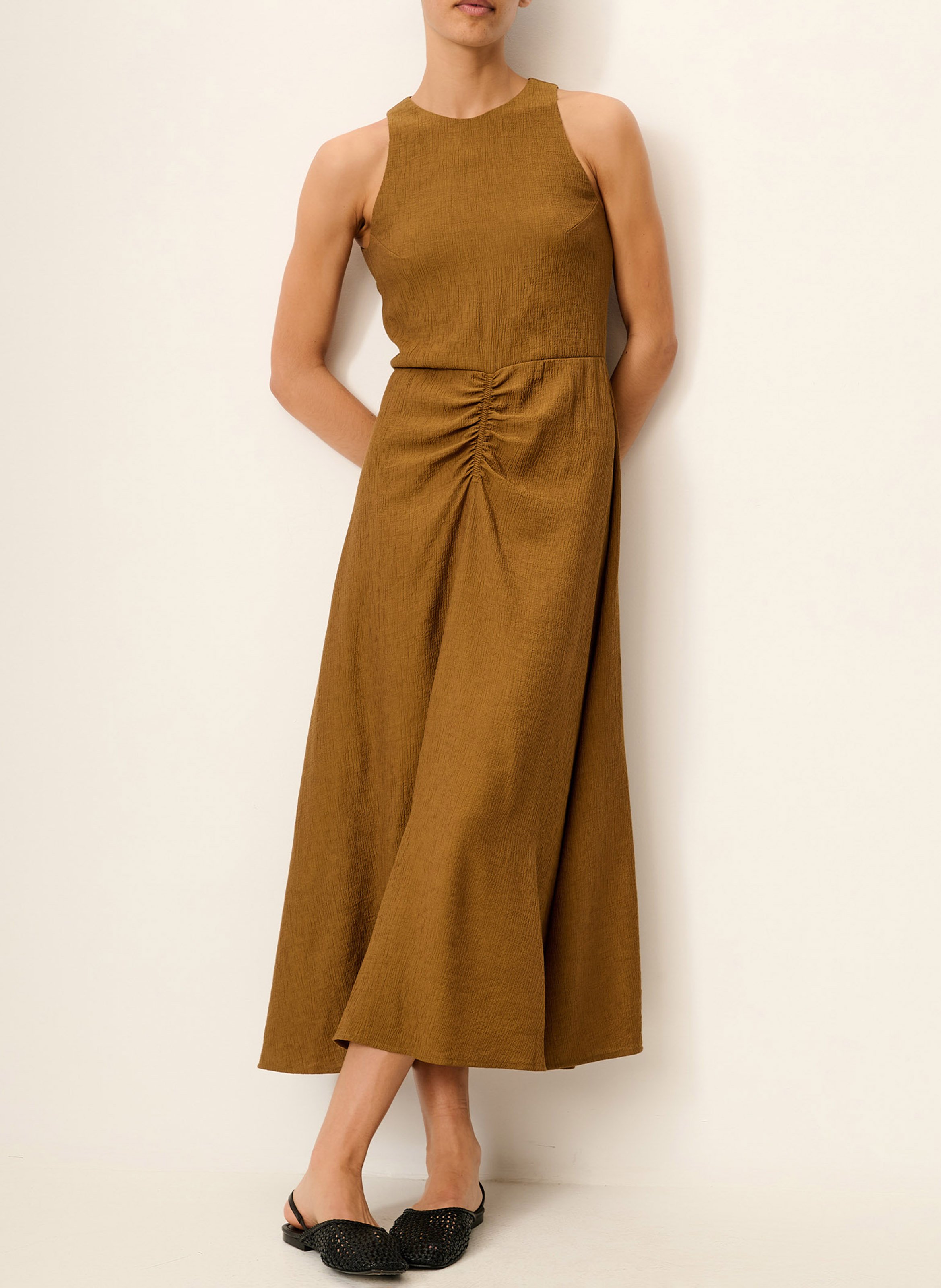 Robe midi col rond lua SESSUN Marron