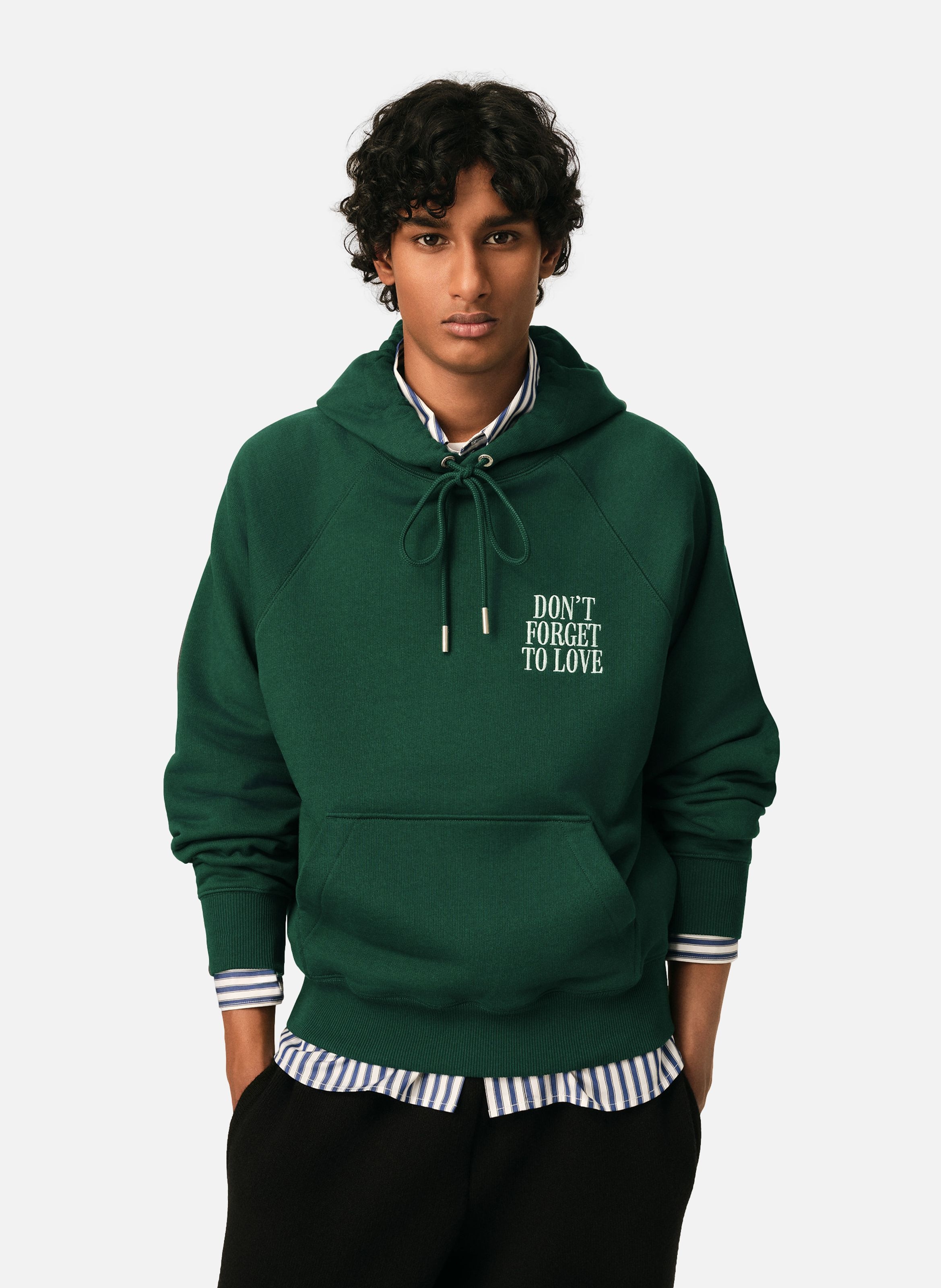 Hoodie unisexe en coton "don't forget to love" AMI PARIS Vert