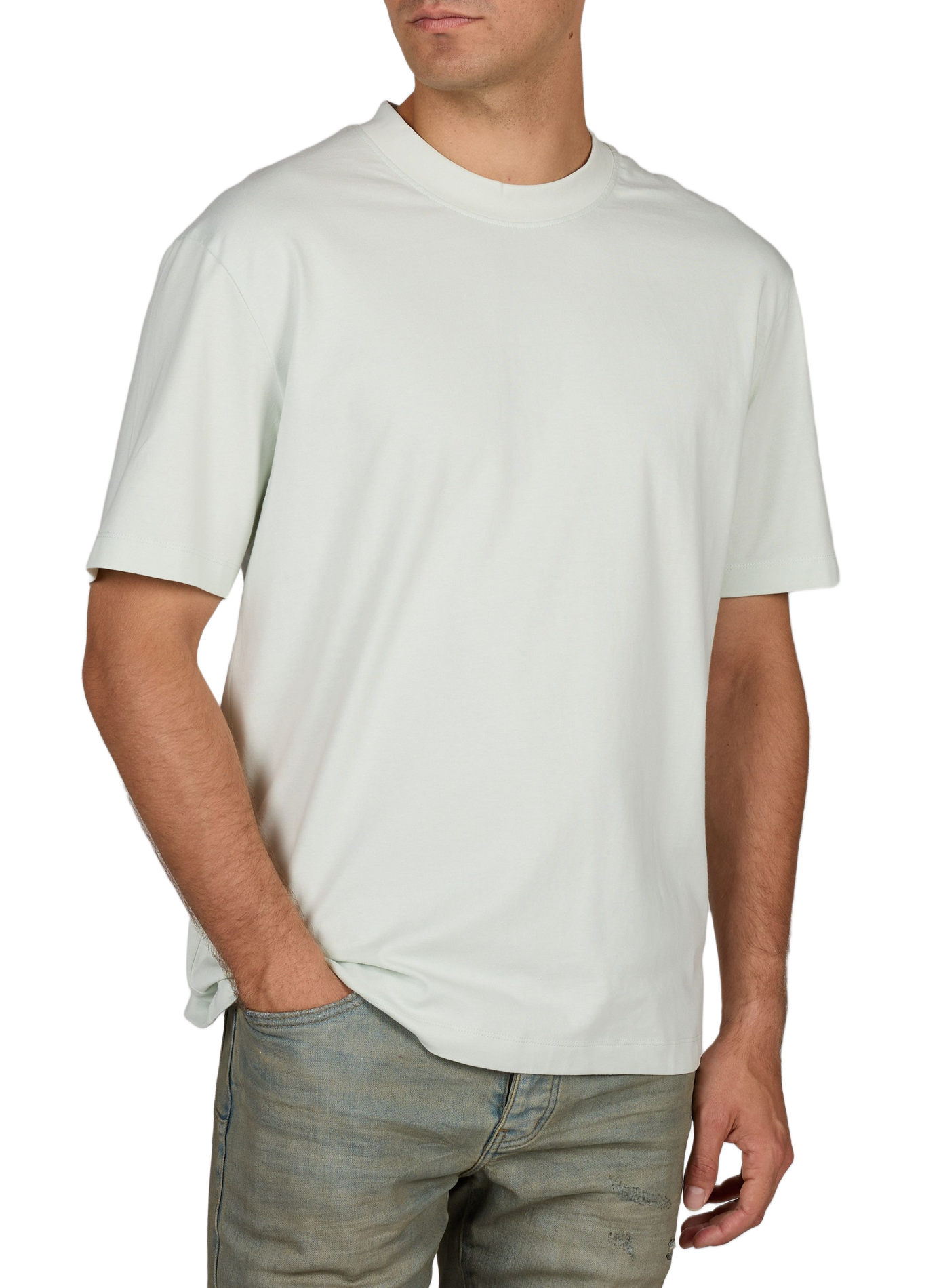 Solid color t-shirt with printed back in cotton MINIMUM Green