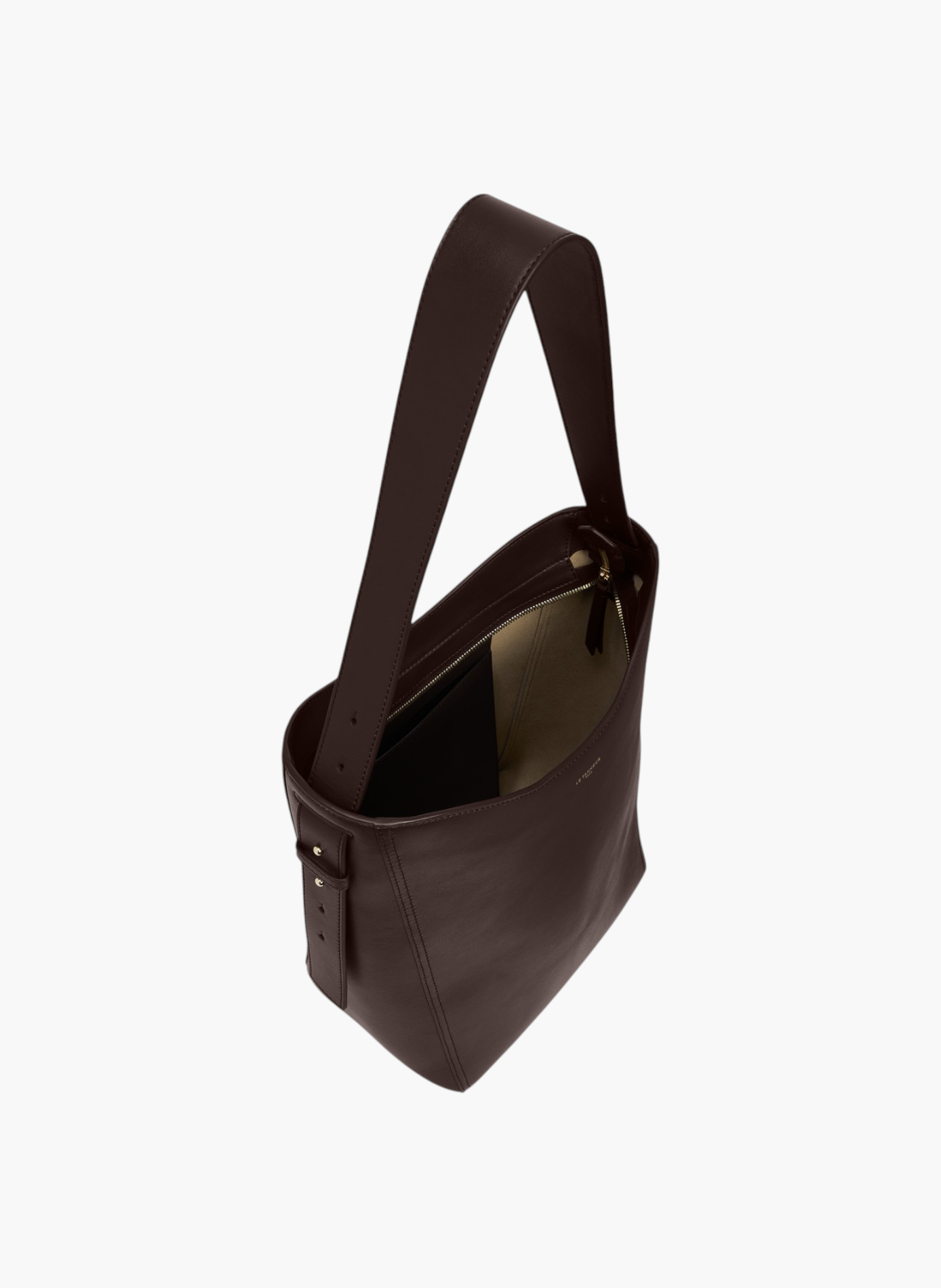 Sac hobo moyen modèle céleste en cuir lisse LE TANNEUR Marron
