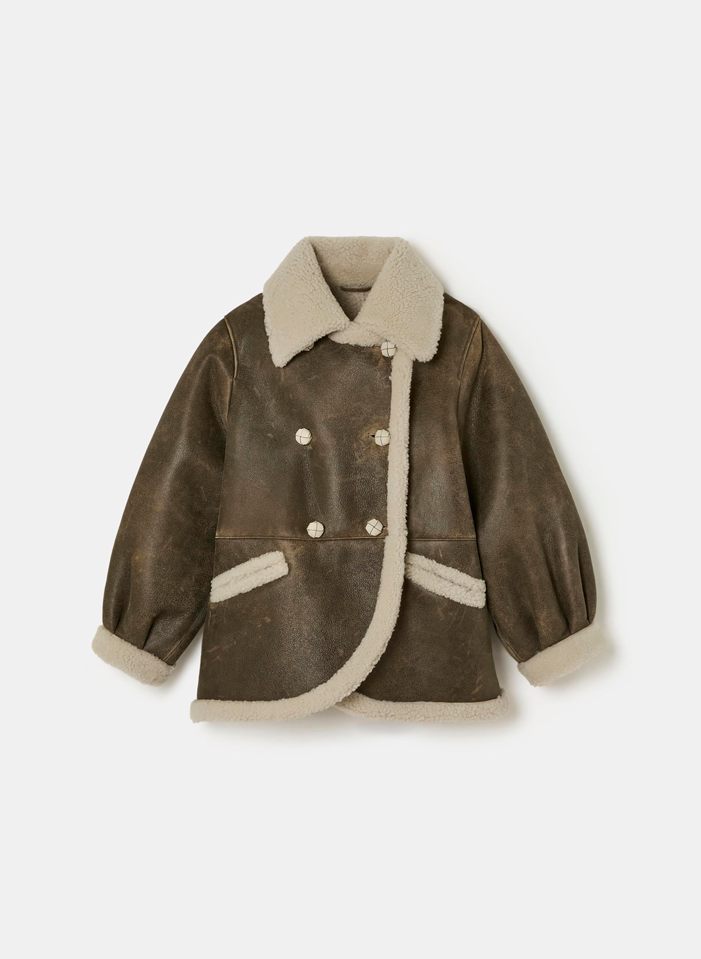 Manteau peau lainee misha TARA JARMON Marron