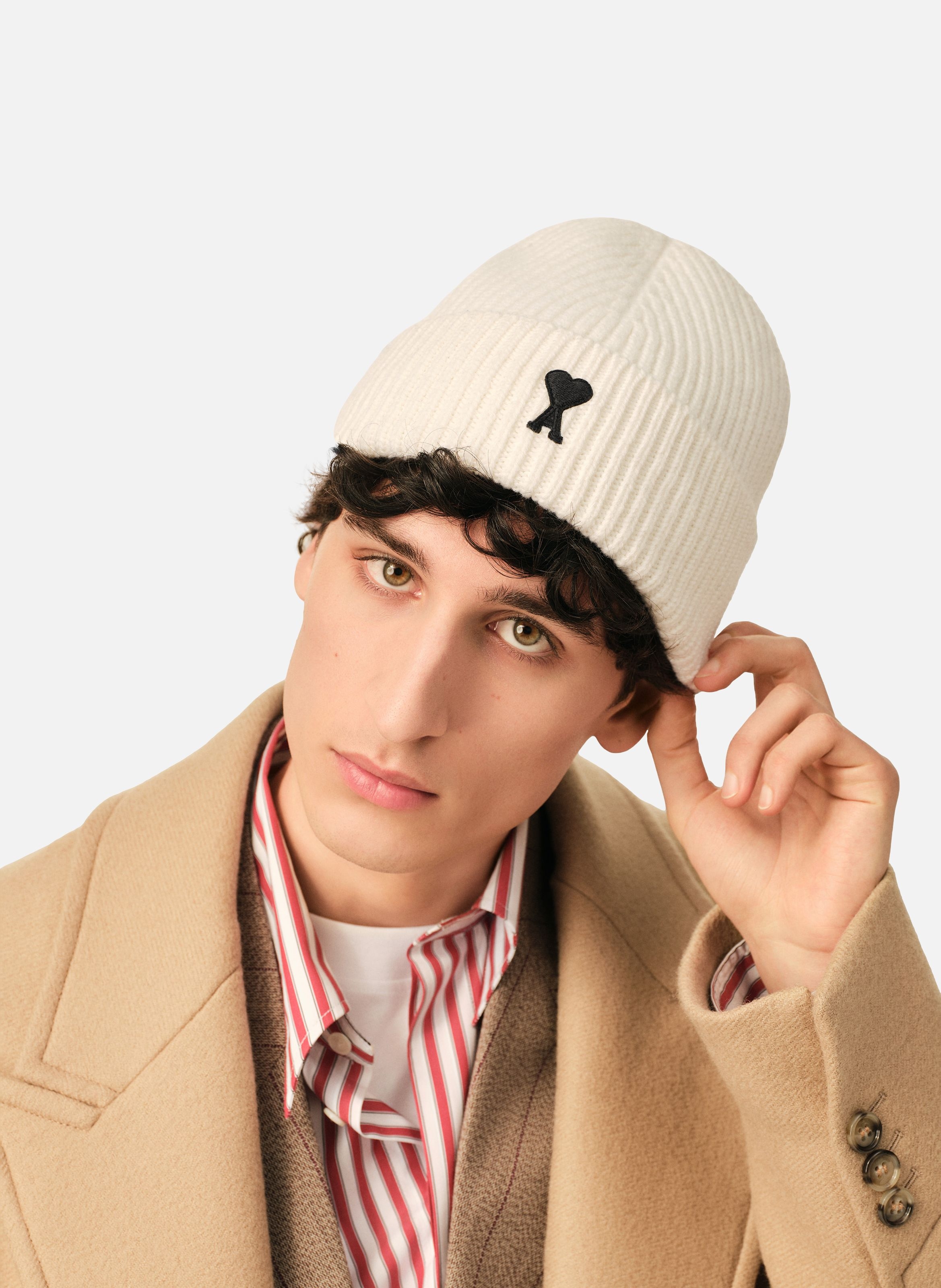 Bonnet unisexe en laine ami de coeur AMI PARIS Blanc