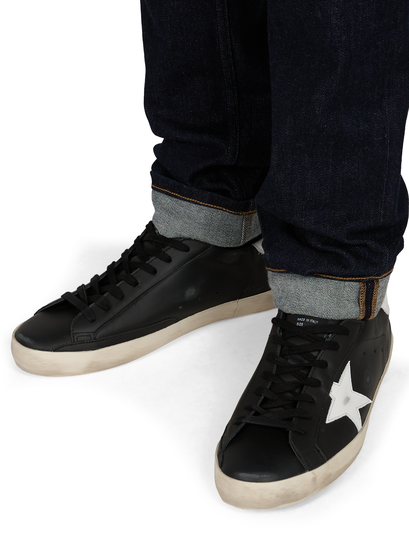Baskets SUPER STAR en cuir GOLDEN GOOSE Noir