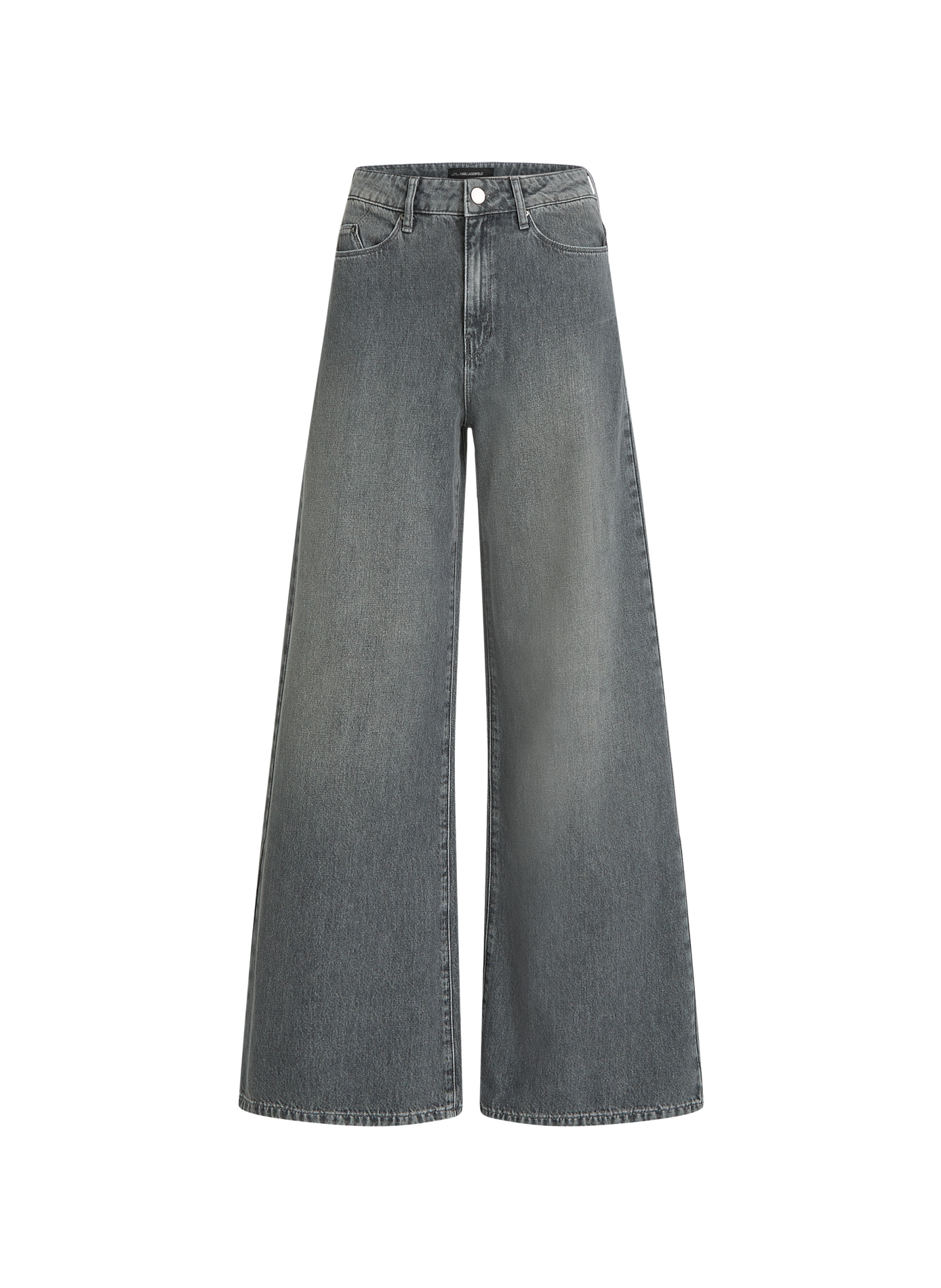 Wide-leg washed denim jeans KARL LAGERFELD Grey