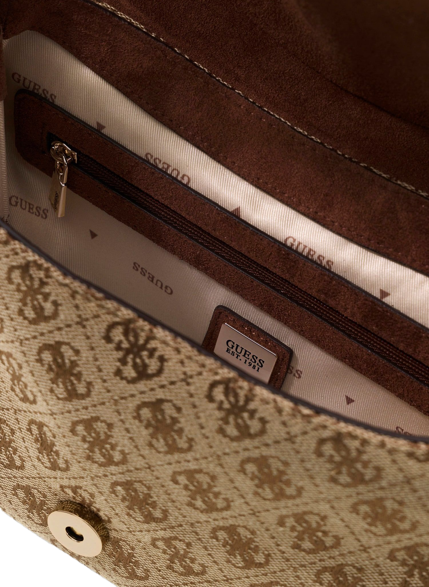 Sac porté épaule monogramme  GUESS Marron