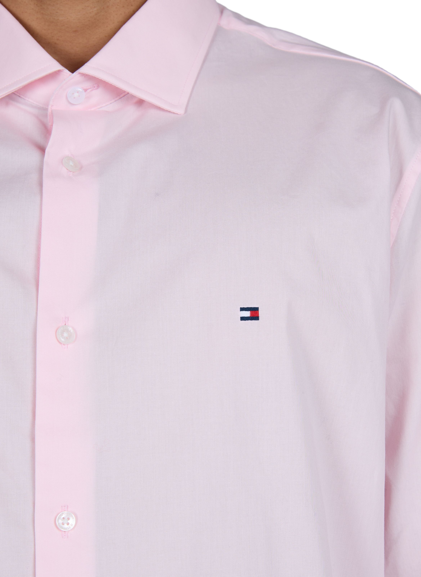 Gerade geschnittenes Hemd mit klassischem Kragen aus Baumwollmischung TOMMY HILFIGER Rosa