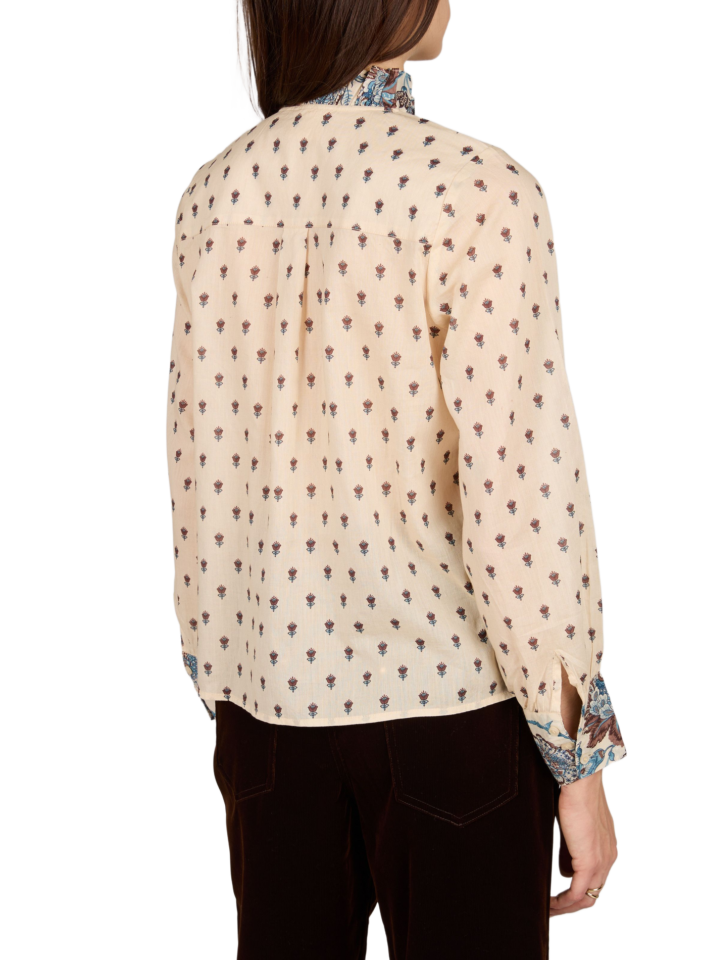 Ruffled Printed Cotton Shirt PETITE MENDIGOTE Beige