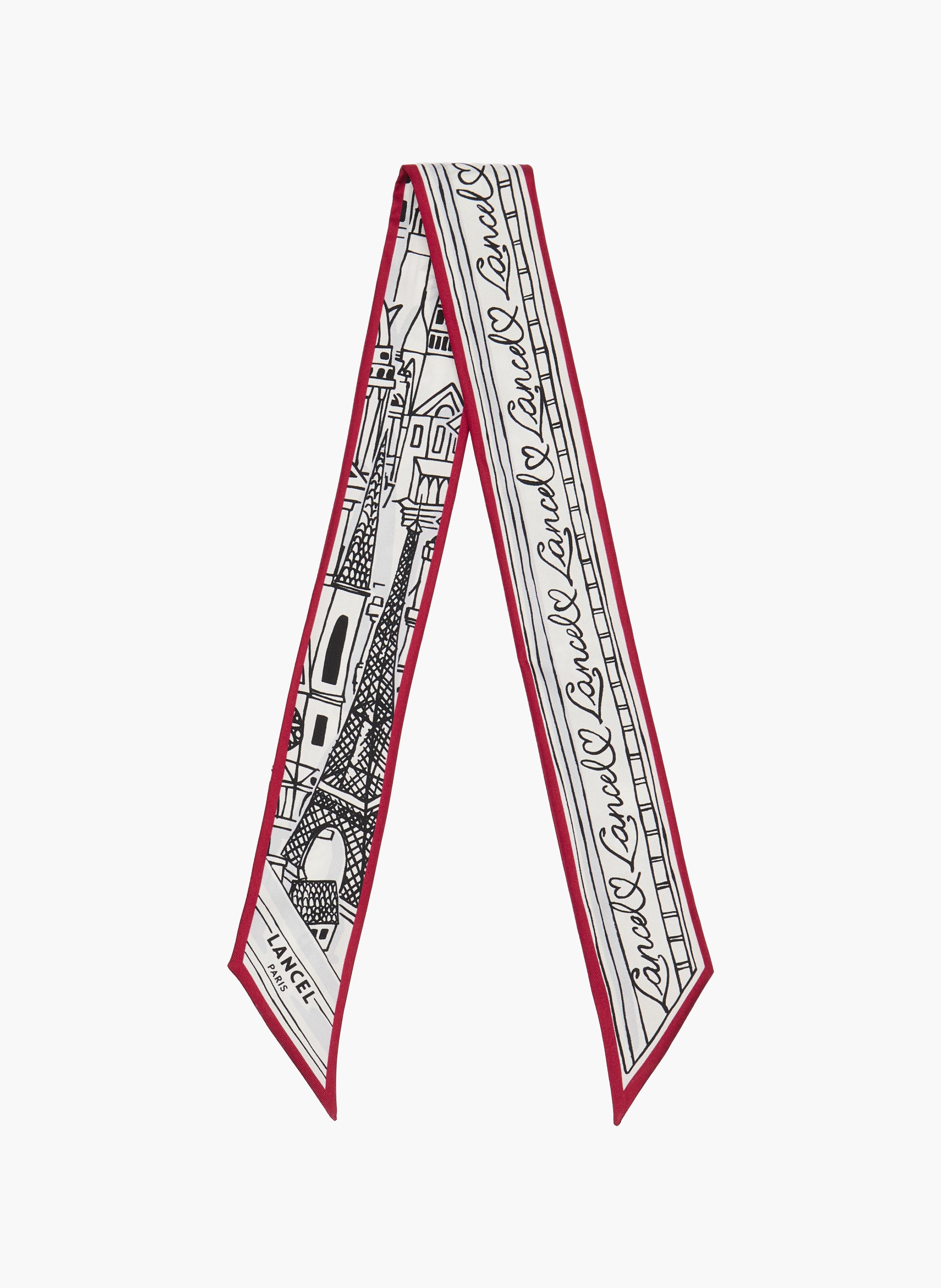 Bandeau motif "paris a la fenetre" en animation 150y : twill de soie imprimee LANCEL Multicolore