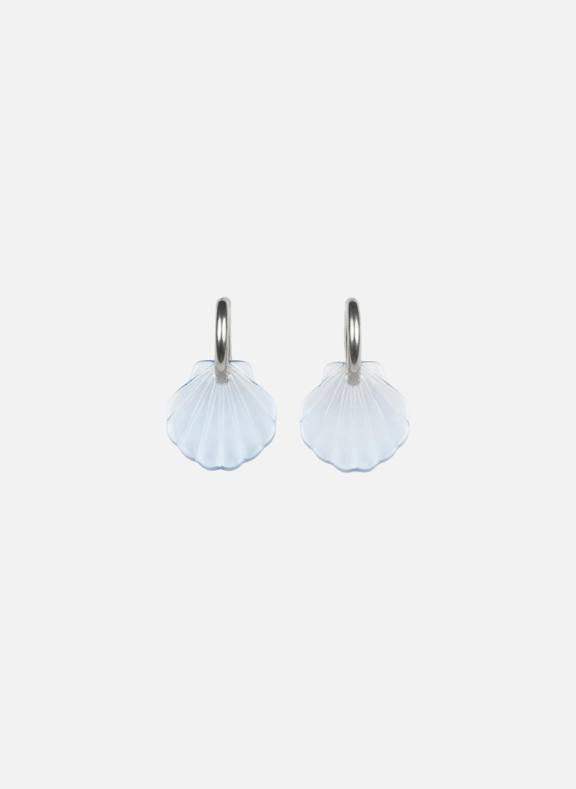 Boucles d'oreilles baby mermaid avec anneaux en acier inoxydable argenté  Bleu