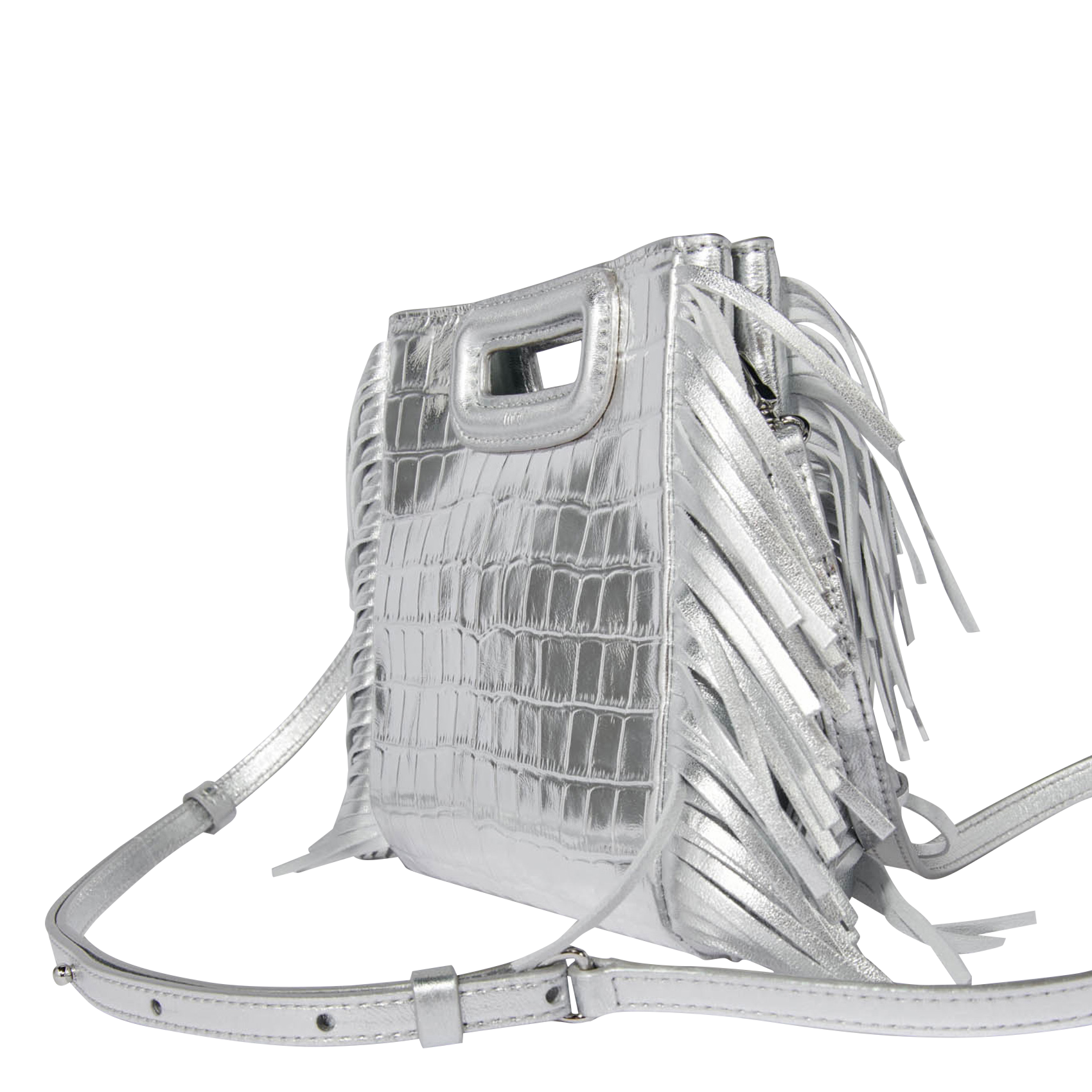 Sac bandoulière métallisé m mini MAJE Argent