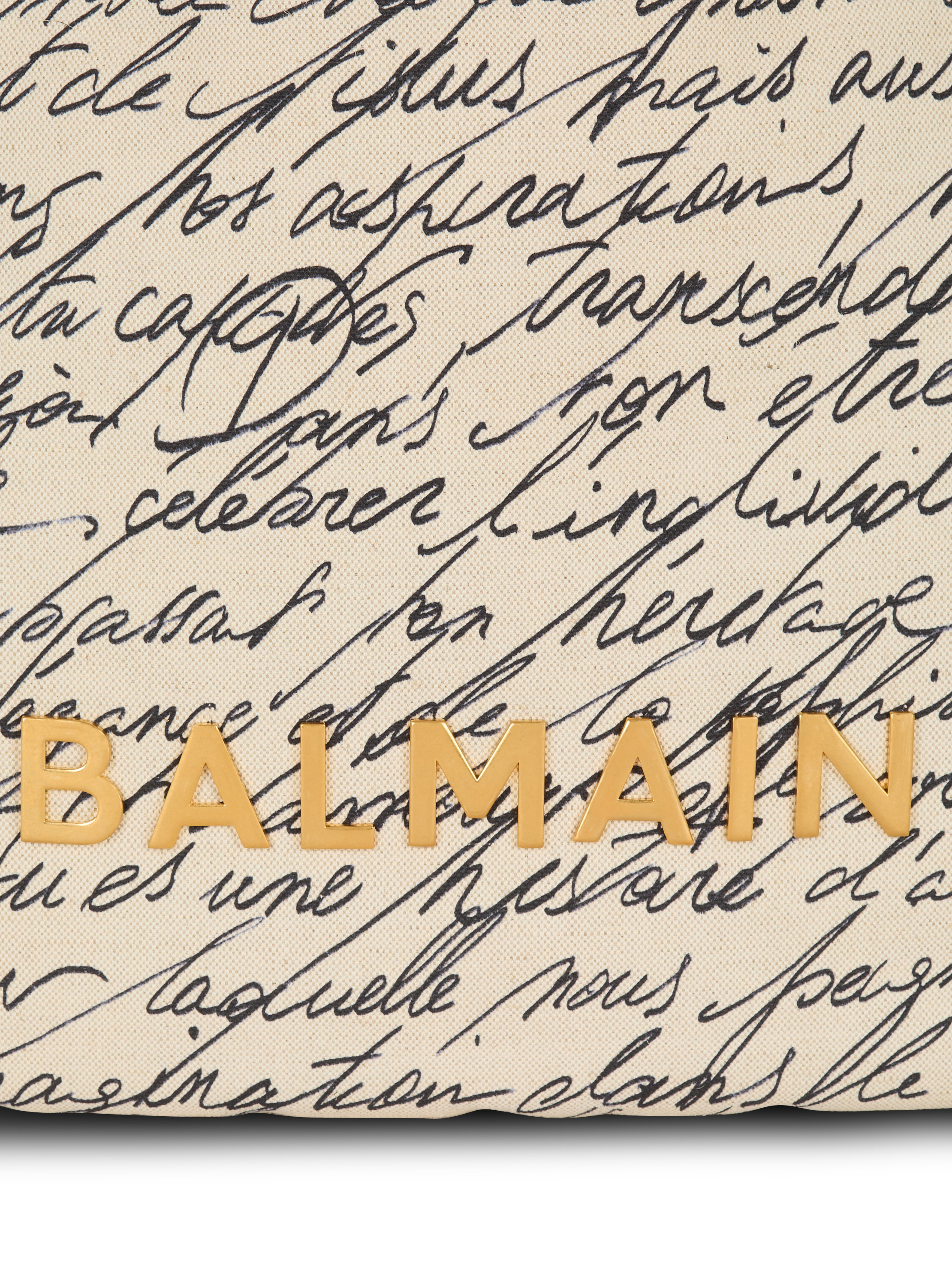 Sac cabas 1945 soft hobo large en toile imprimée BALMAIN Beige