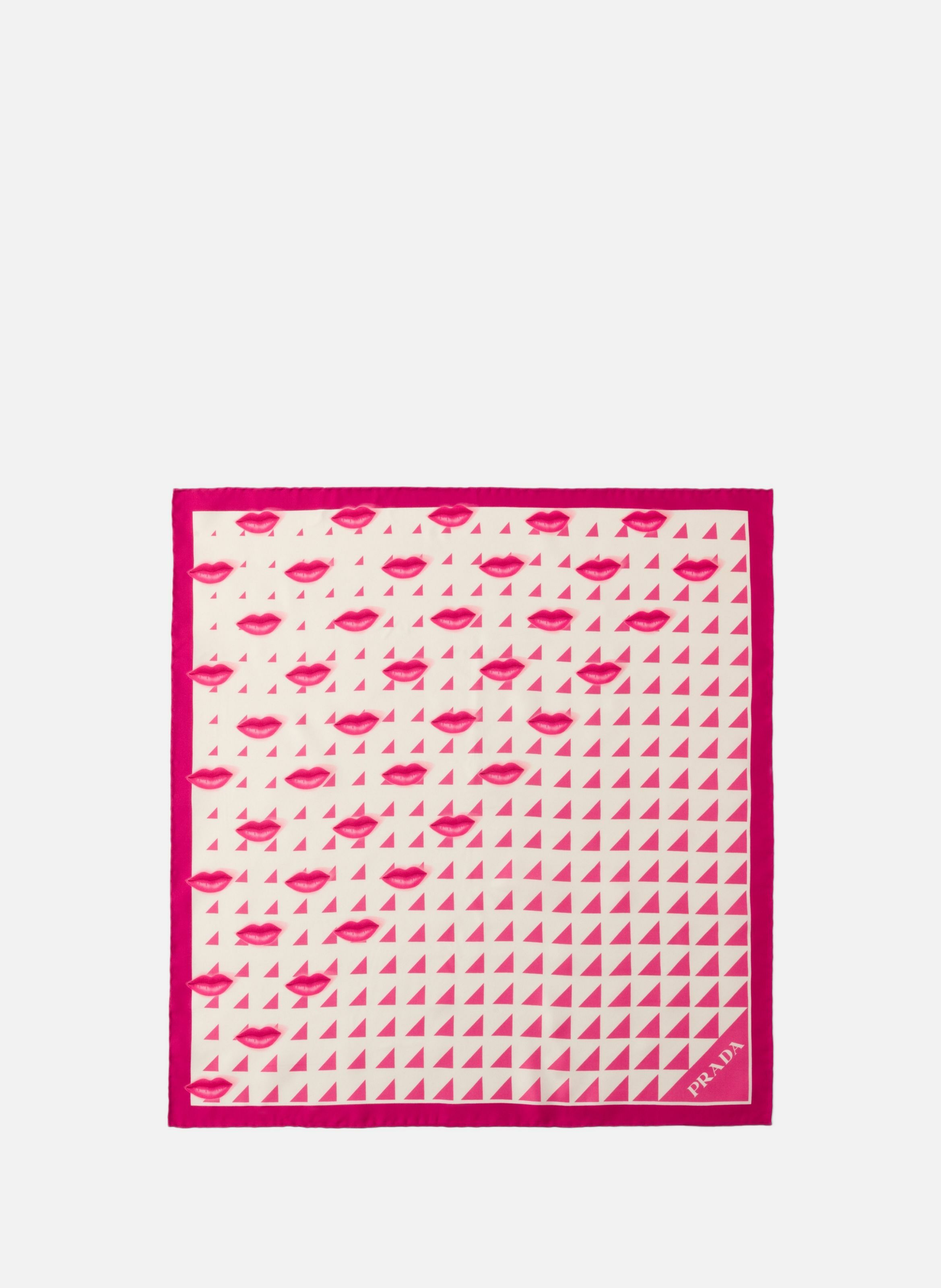Foulard en sergé de soie imprimé 55 PRADA Rose