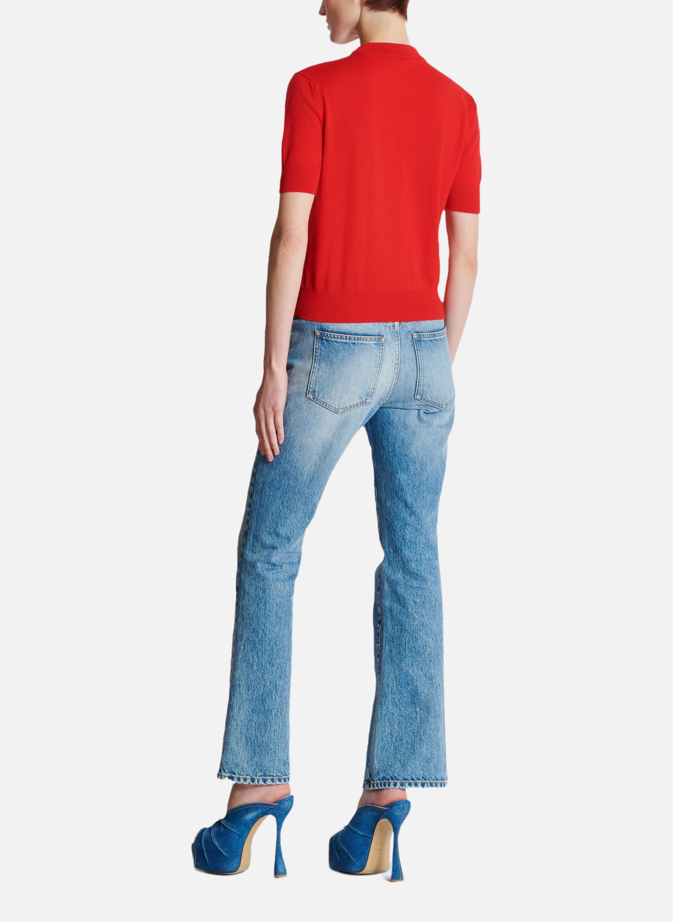 Top bicolore en maille balmain couture BALMAIN Rouge