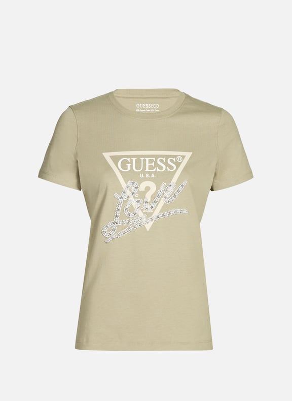 Logo T-shirt Khaki by GUESS GUESS Logo T-shirt Khaki