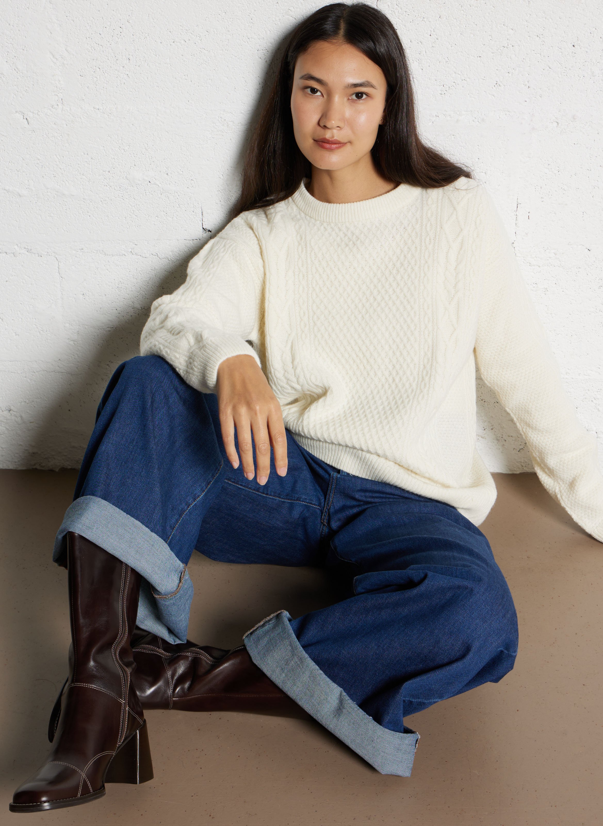 Pull droit en laine mélangée ARMOR-LUX Beige