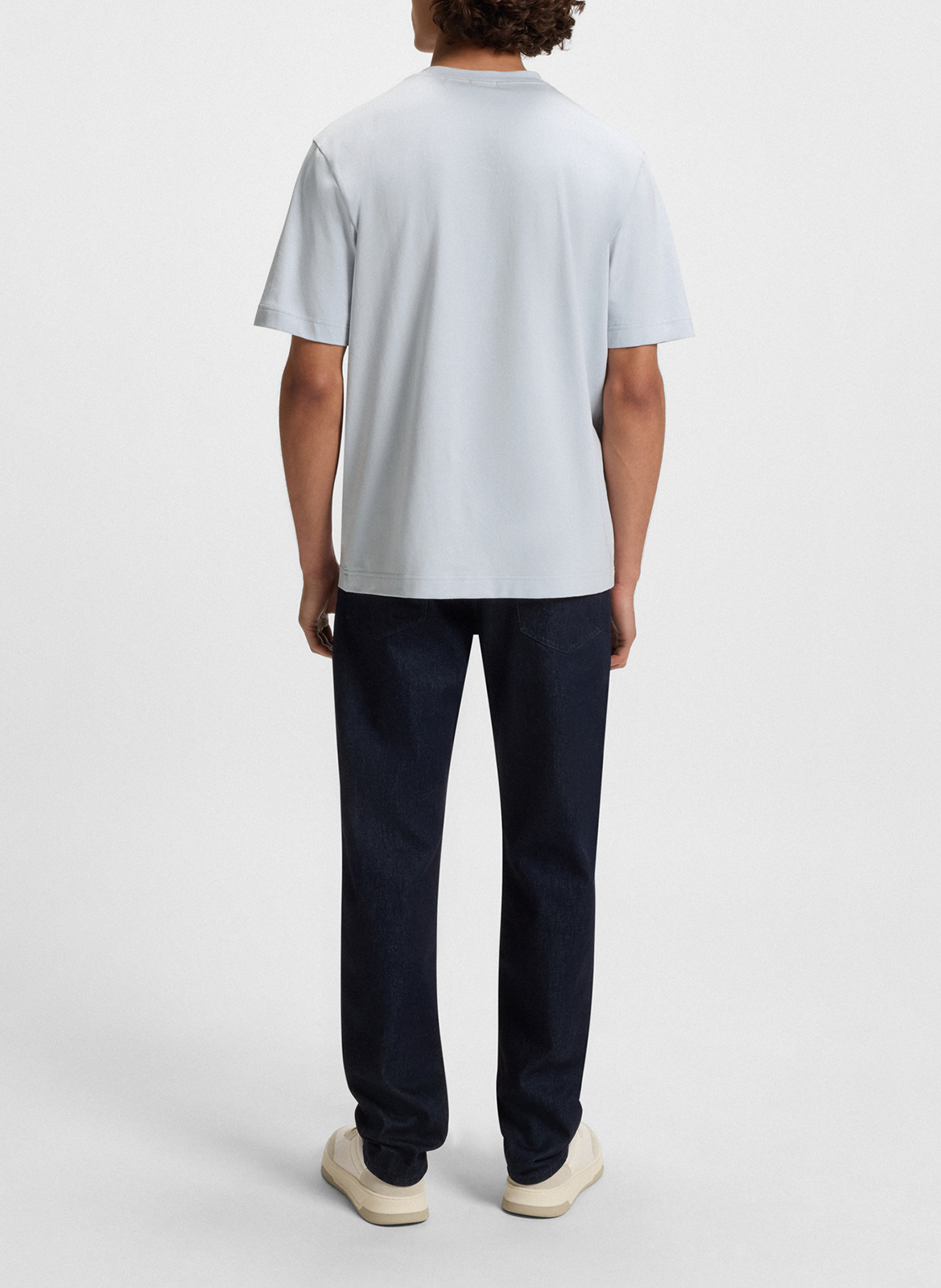 Tee-shirt col rond en coton mélangé BOSS Argent