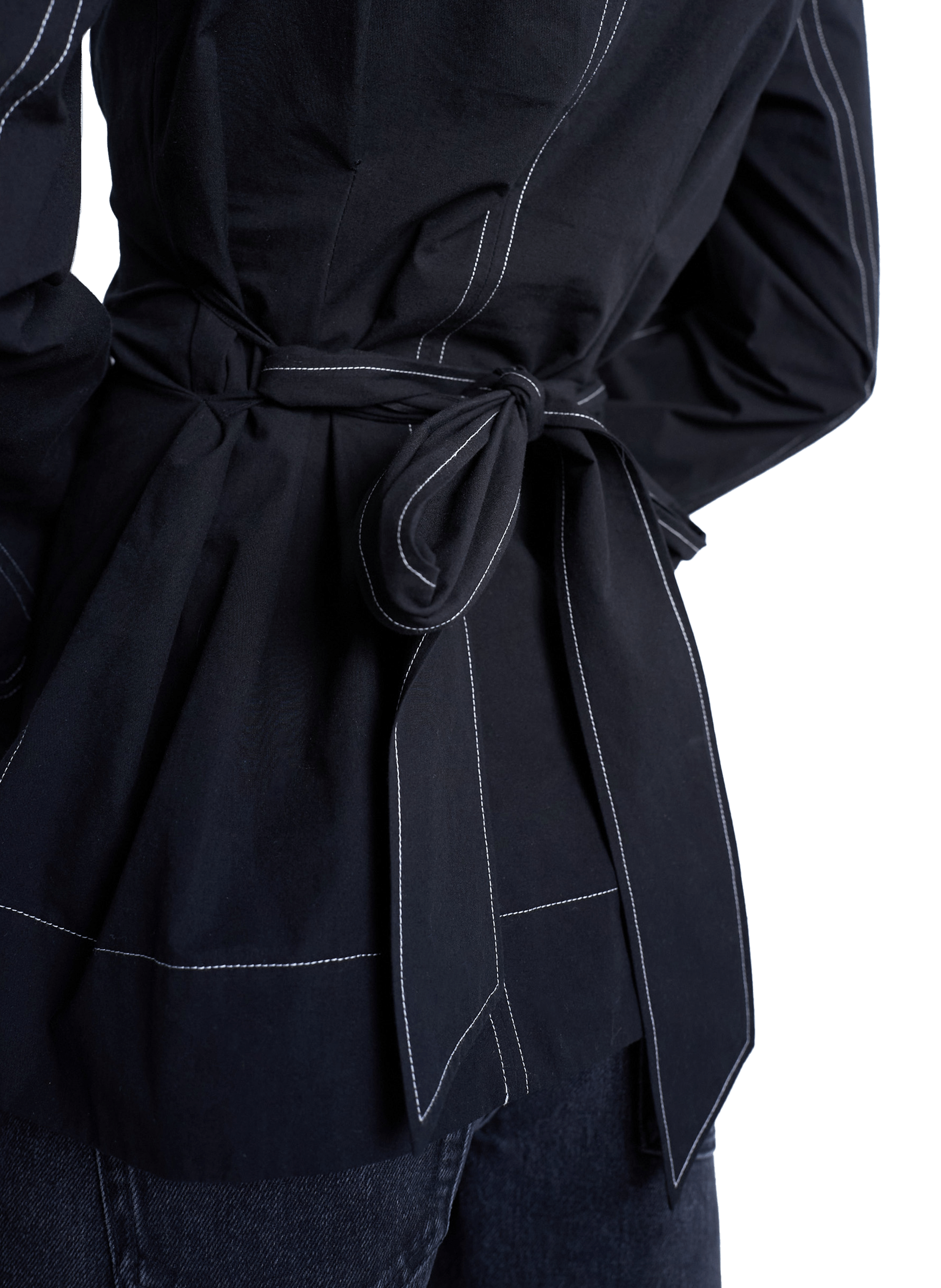 Chemisier ceinturé en coton TOPSHOP Noir