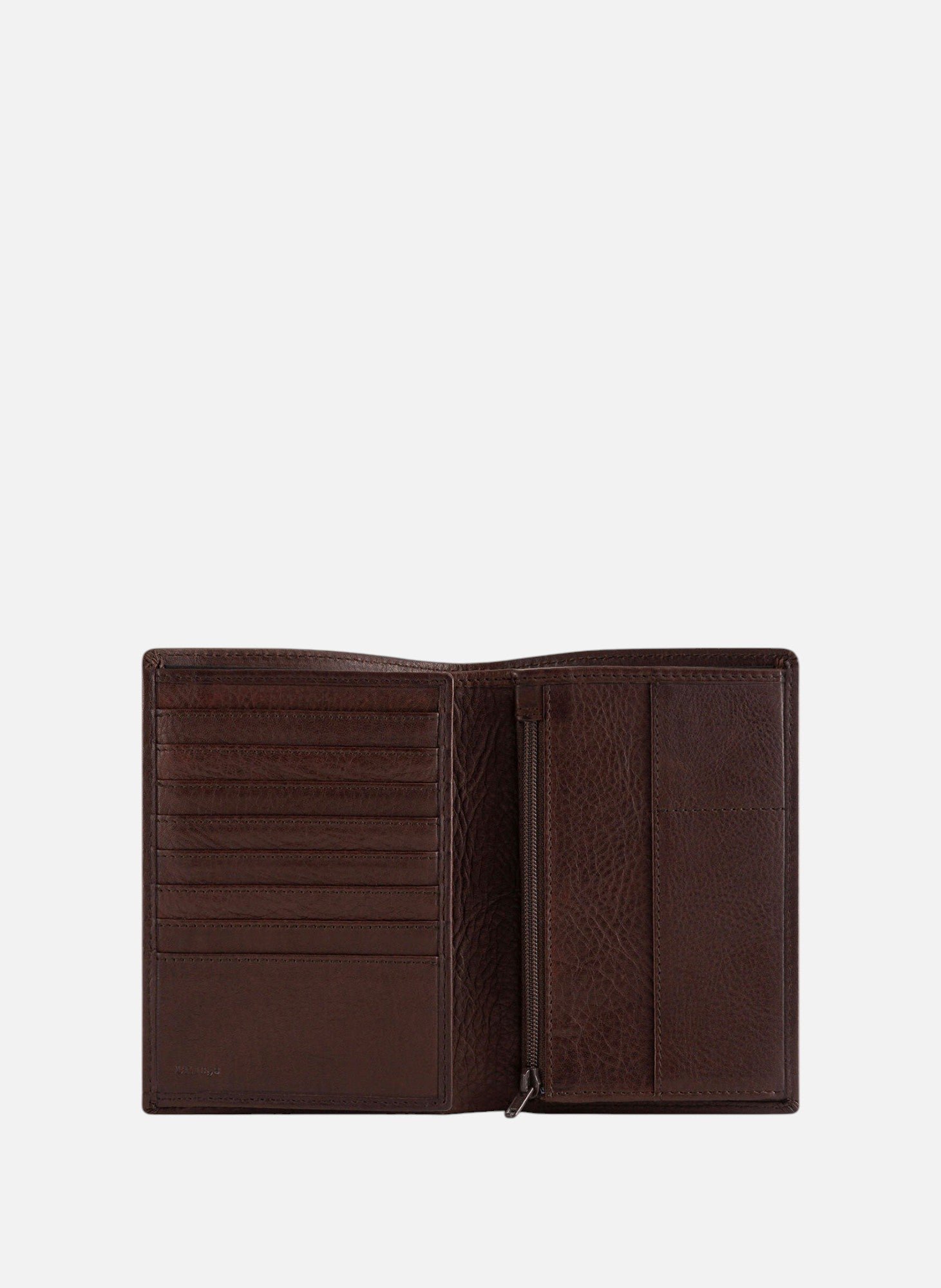 Grand portefeuille vertical zippé 2 volets gary en cuir huilé Marron