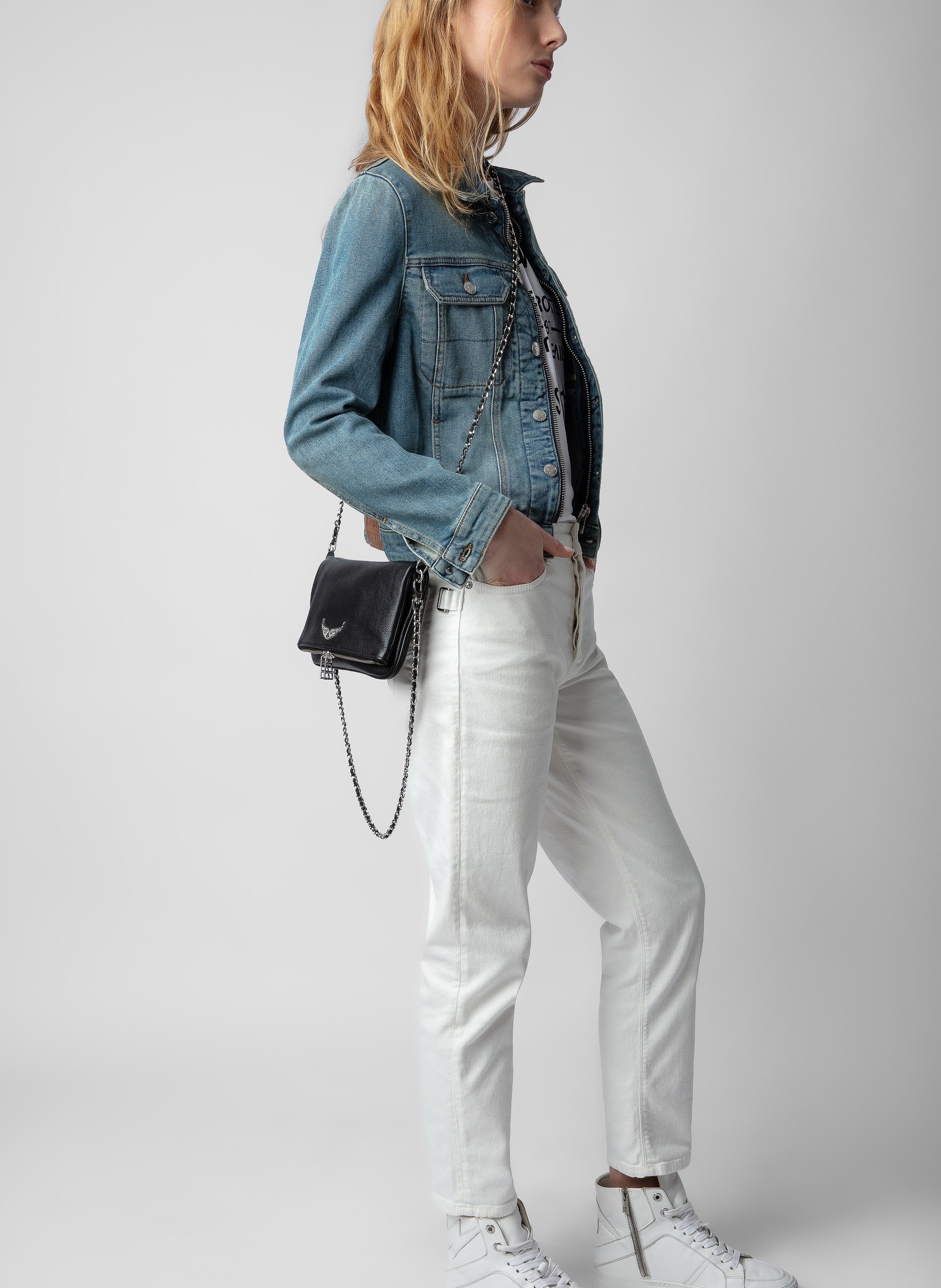 Pochette en cuir rock ZADIG&VOLTAIRE Noir