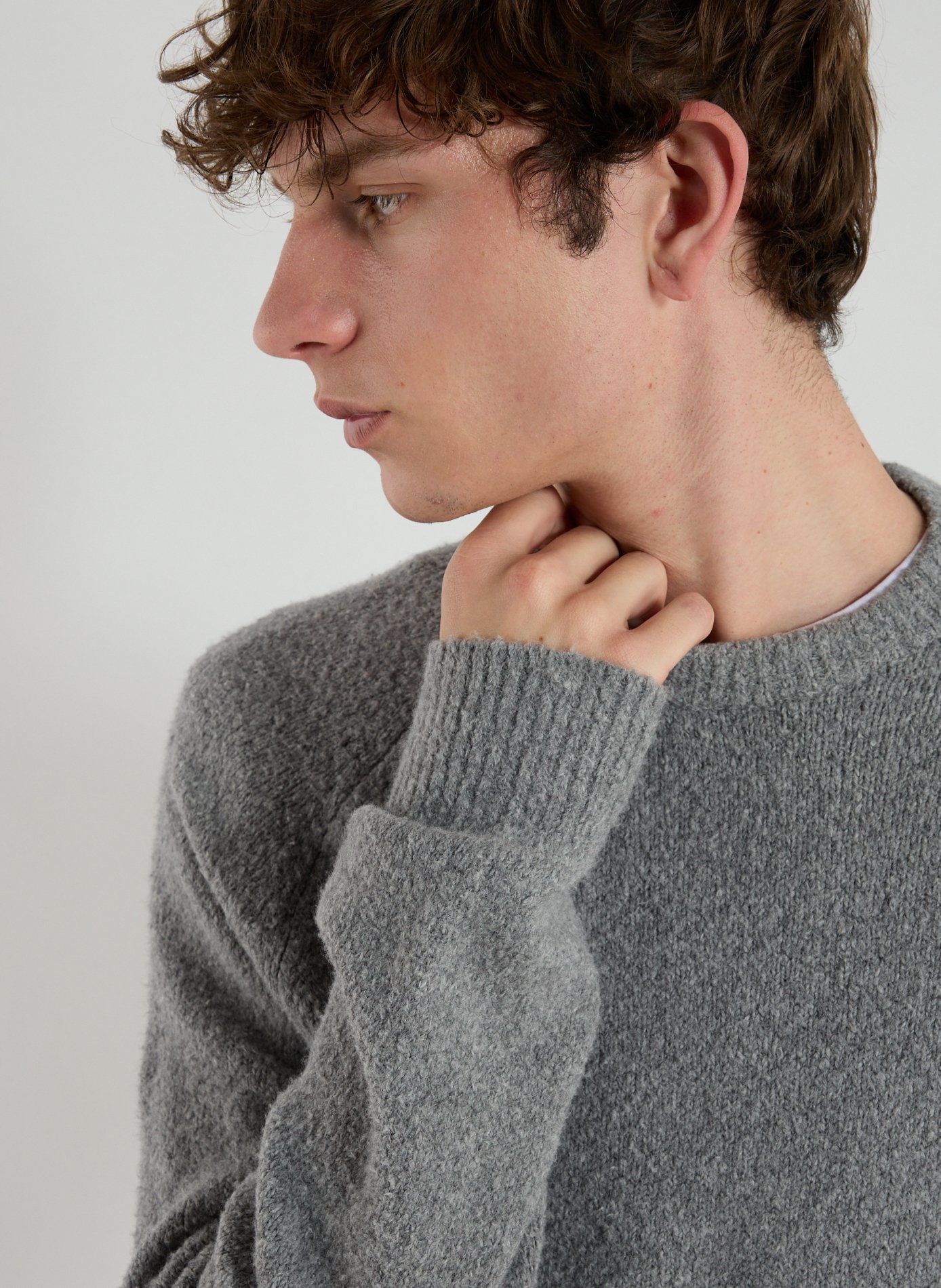 Pull col rond en coton mélangé WOOLRICH Gris