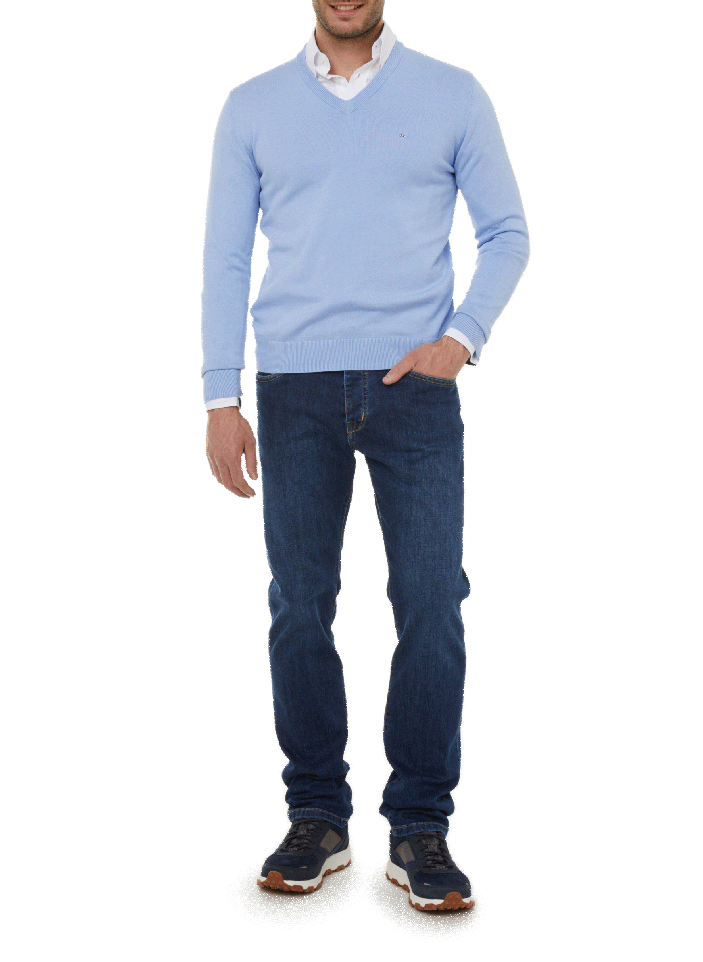 Cotton V-neck jumper EDEN PARK Blue