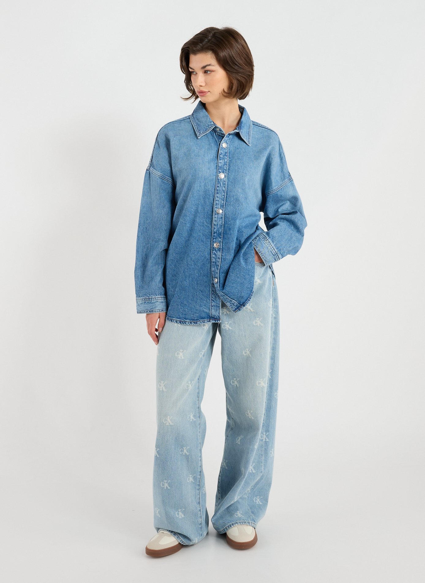 Jean droit à logo CALVIN KLEIN Bleu