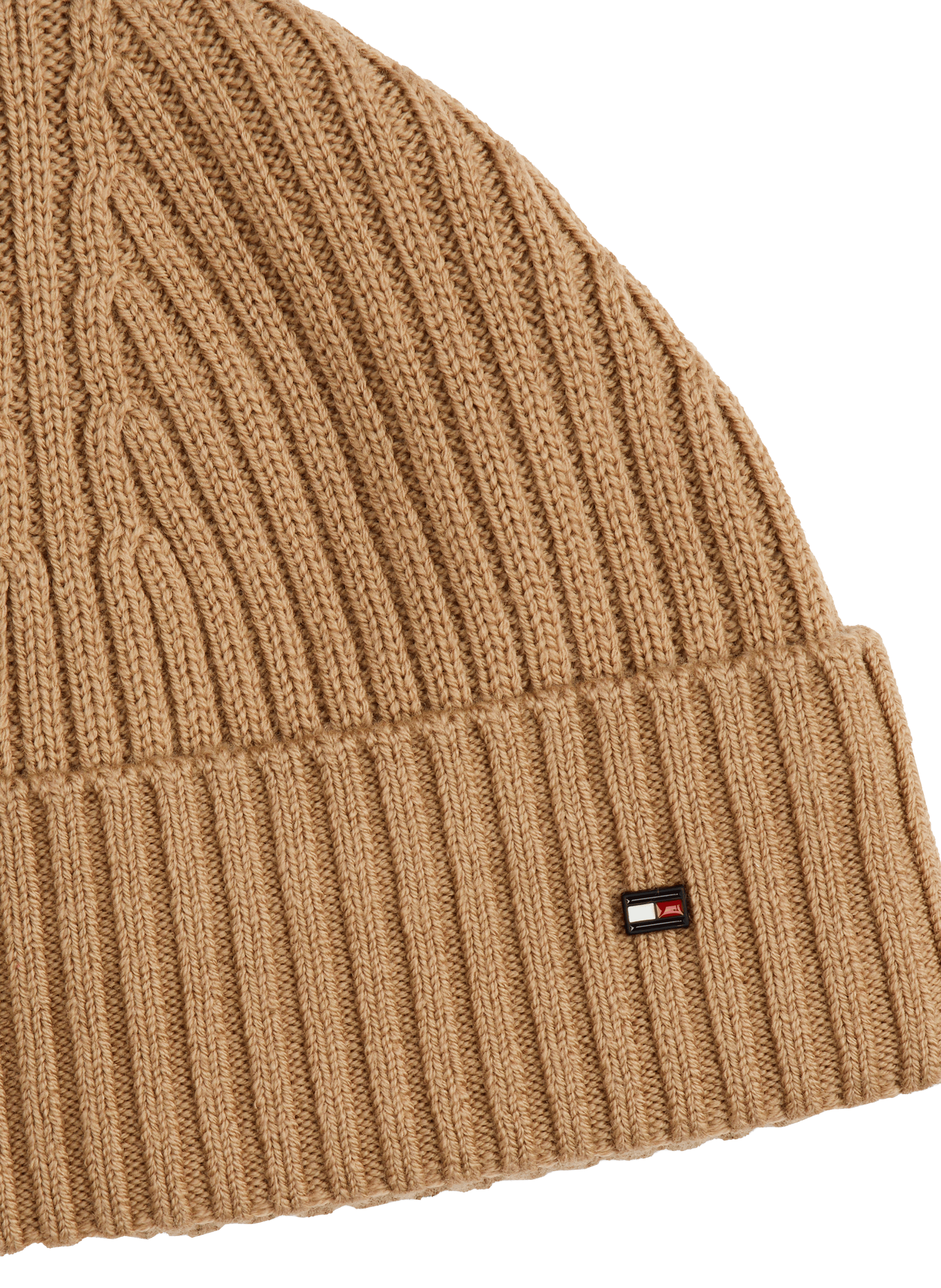 Ribbed wool beanie TOMMY HILFIGER Beige