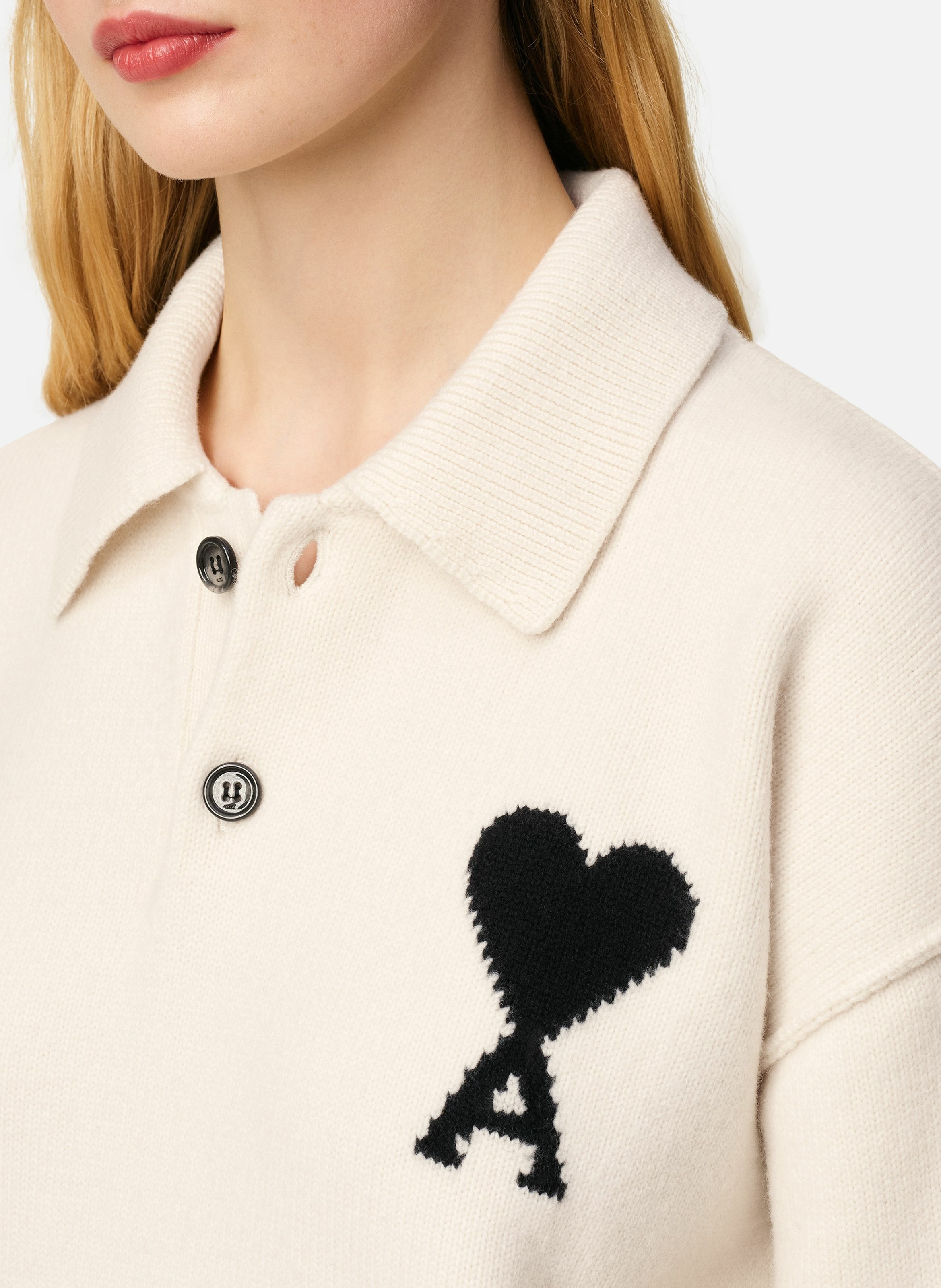 Polo ami de coeur en laine unisexe Blanc
