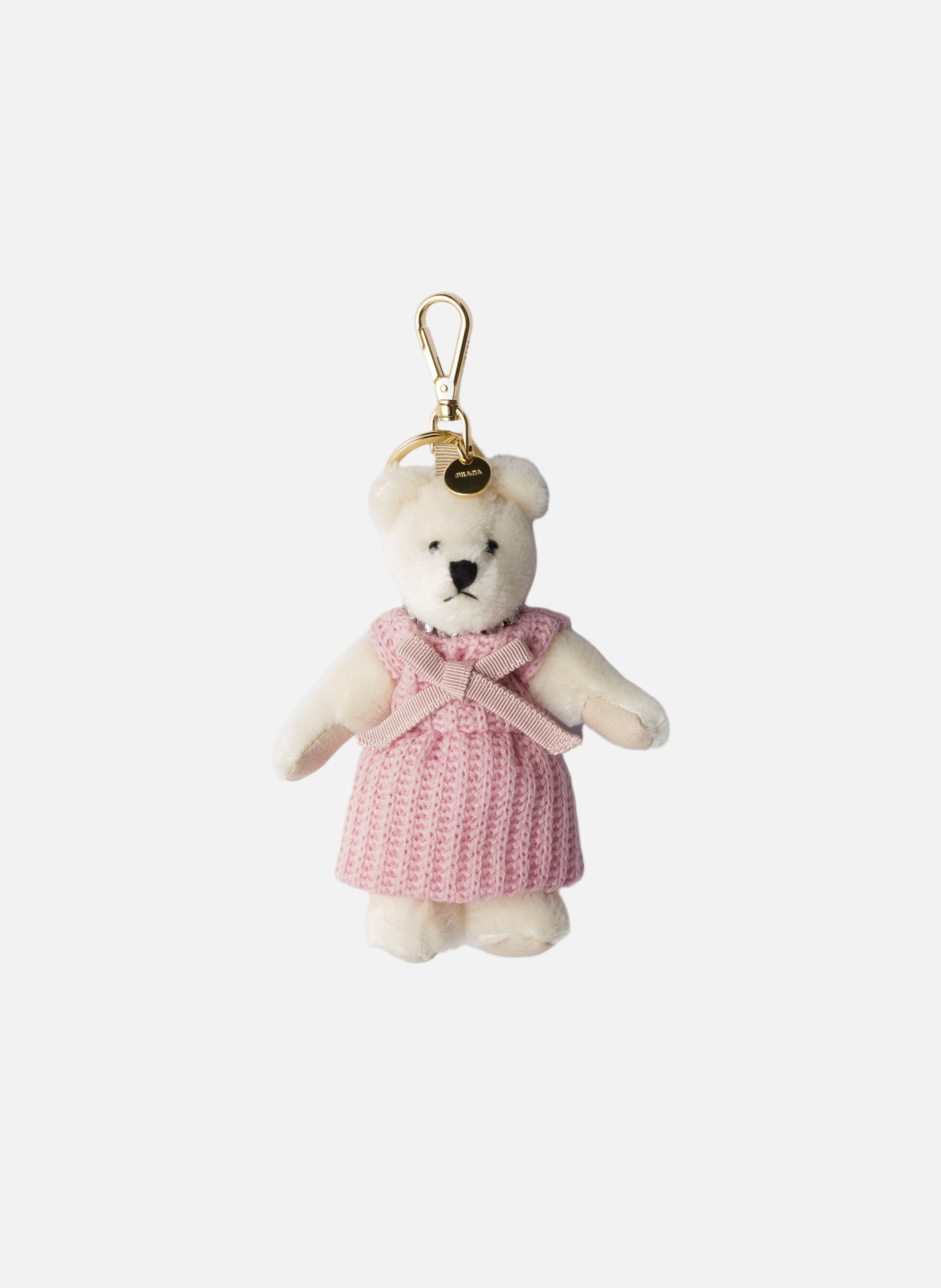 Charm de porte-clés ours en peluche PRADA Blanc