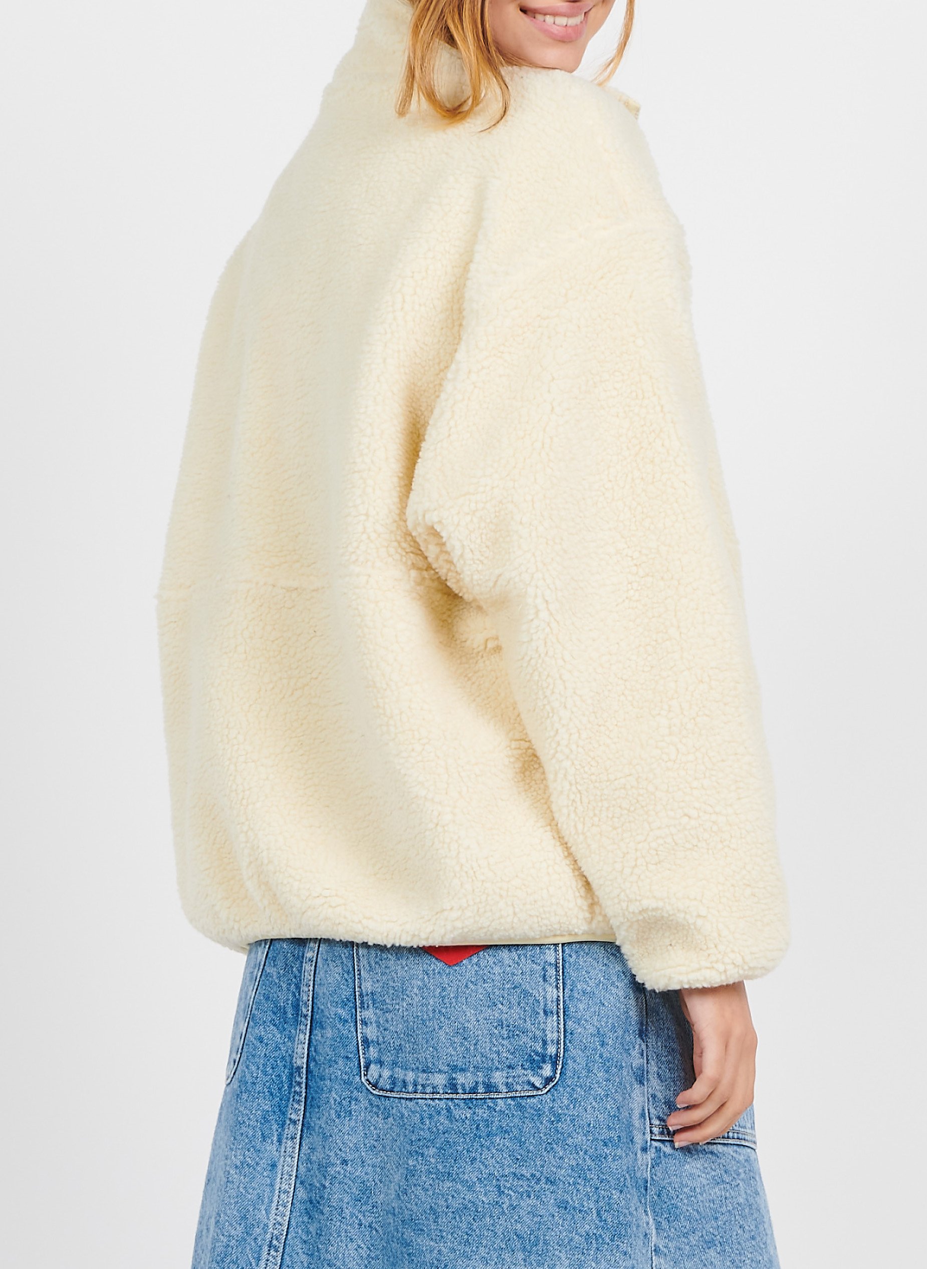 Veste ample zippée à col montant polaire hoktown AMERICAN VINTAGE Beige