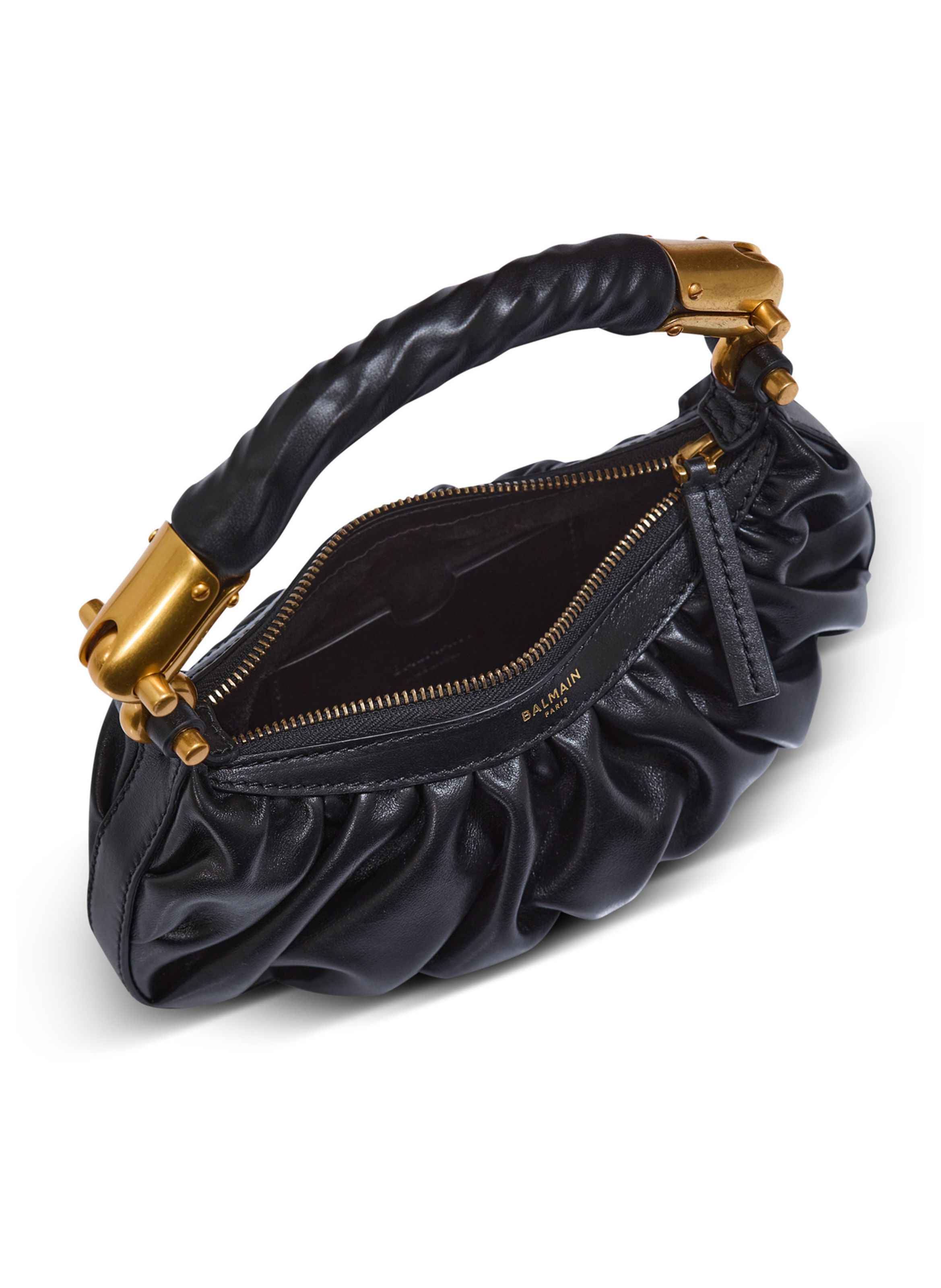 Sac ebene mini en cuir de veau BALMAIN Noir