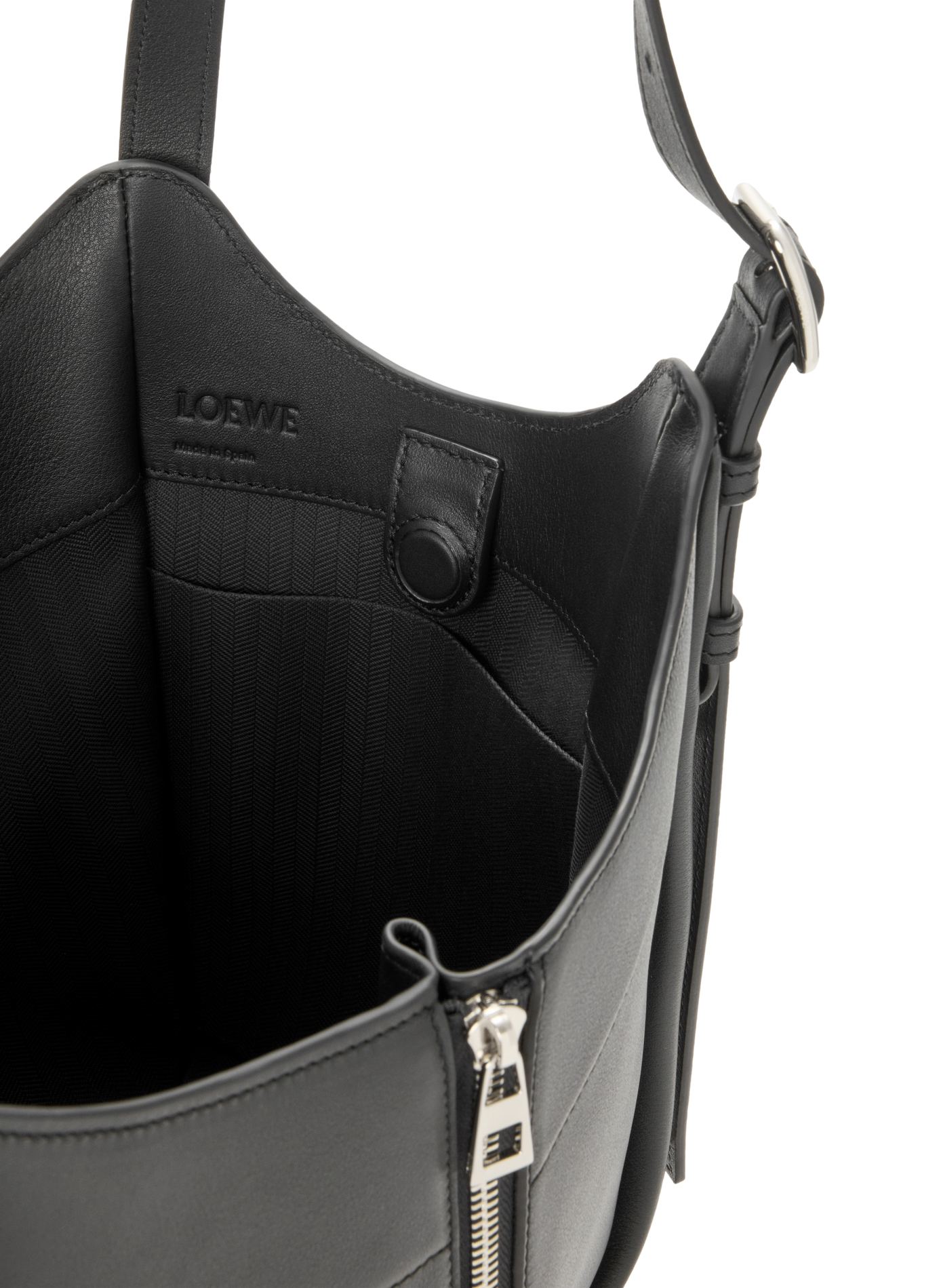 Sac Hammock Flip en cuir de veau classique LOEWE Noir