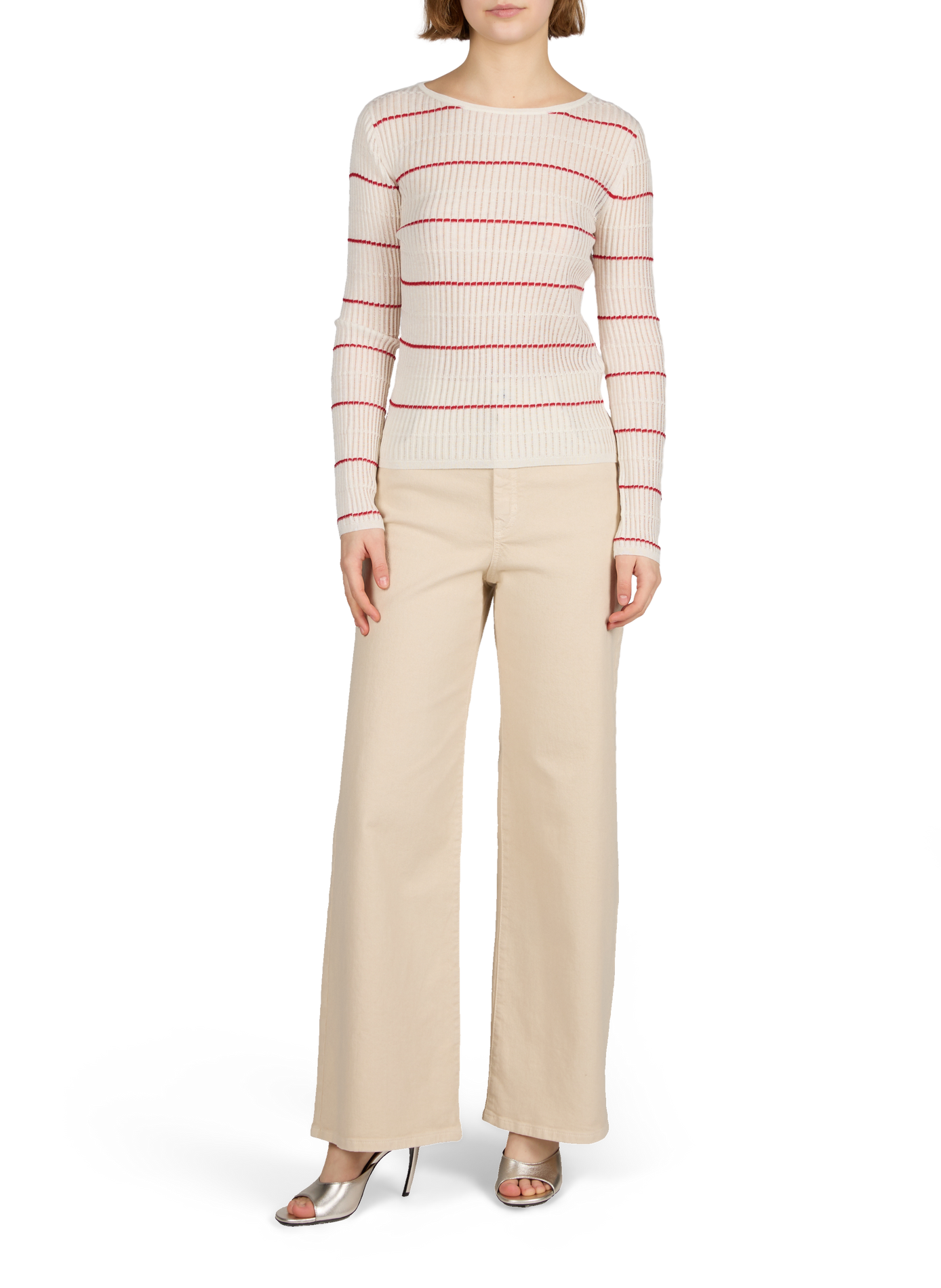 Striped silk and virgin wool knitted sweater MAX MARA STUDIO White
