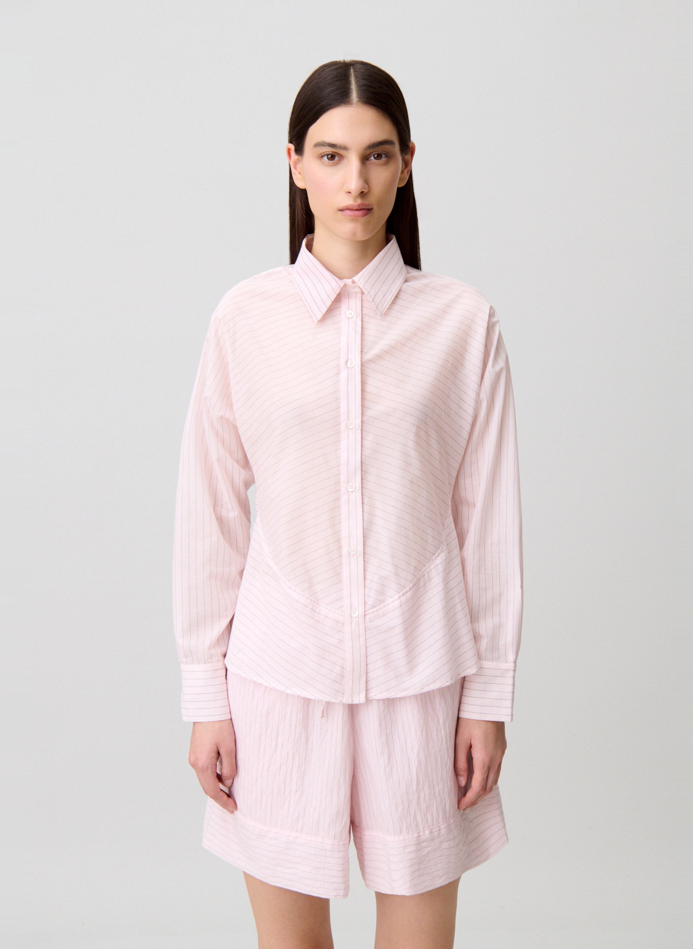 Chemise cintrée à rayures fines CLAUDIE PIERLOT Rose