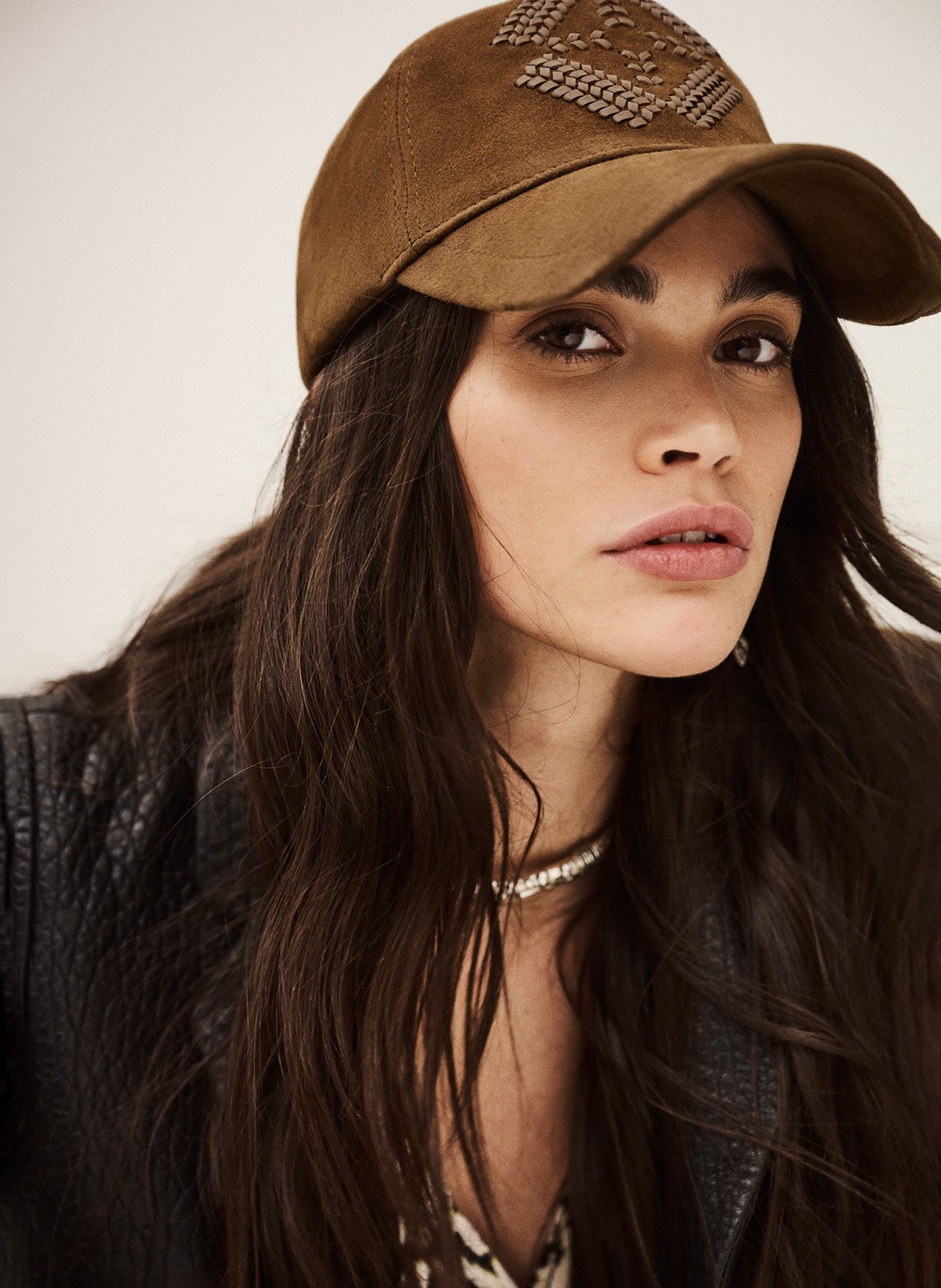 Casquette en cuir harsha BA&SH Marron