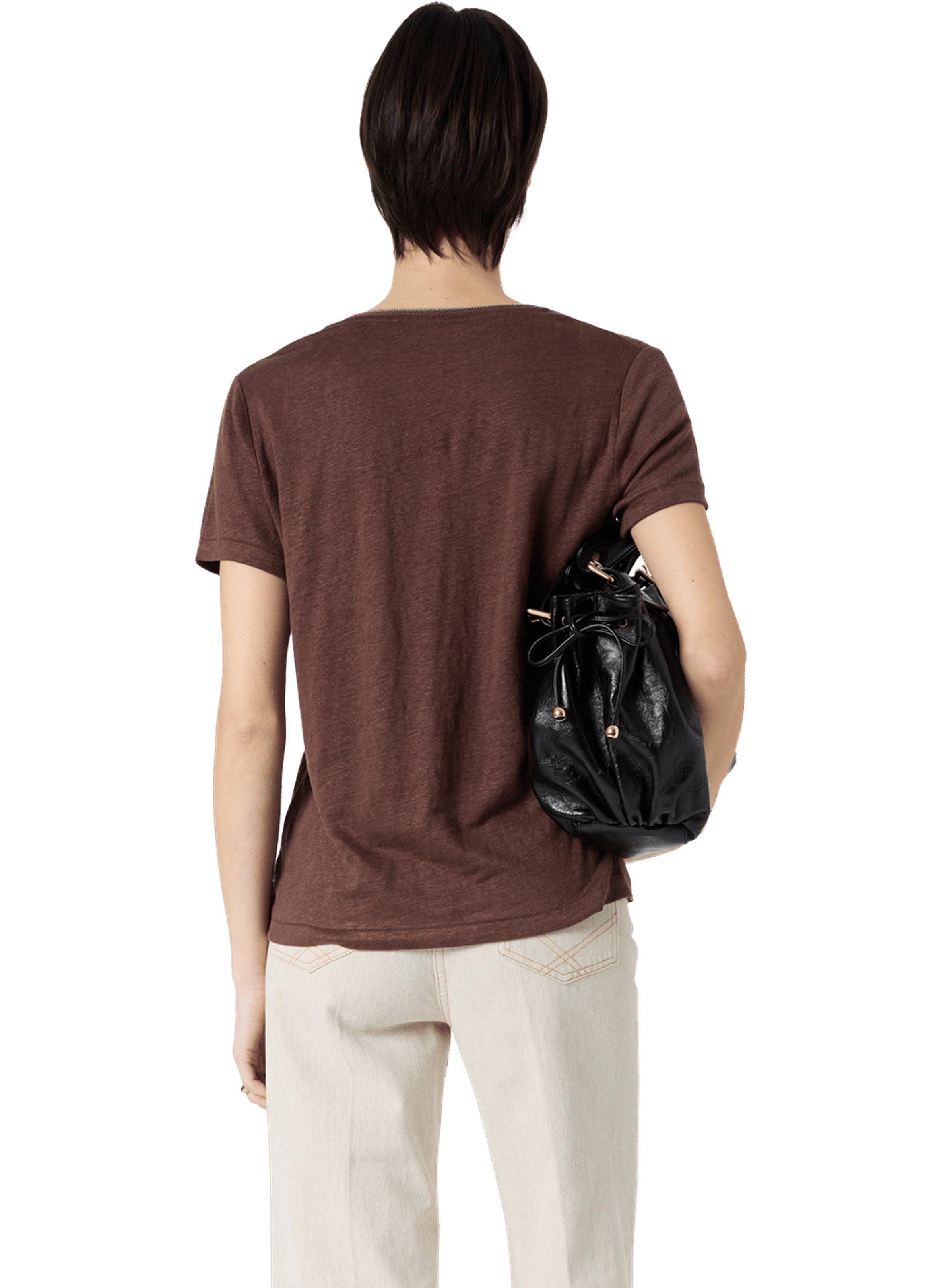 T-shirt v en lin à lurex - mirana GERARD DAREL Marron