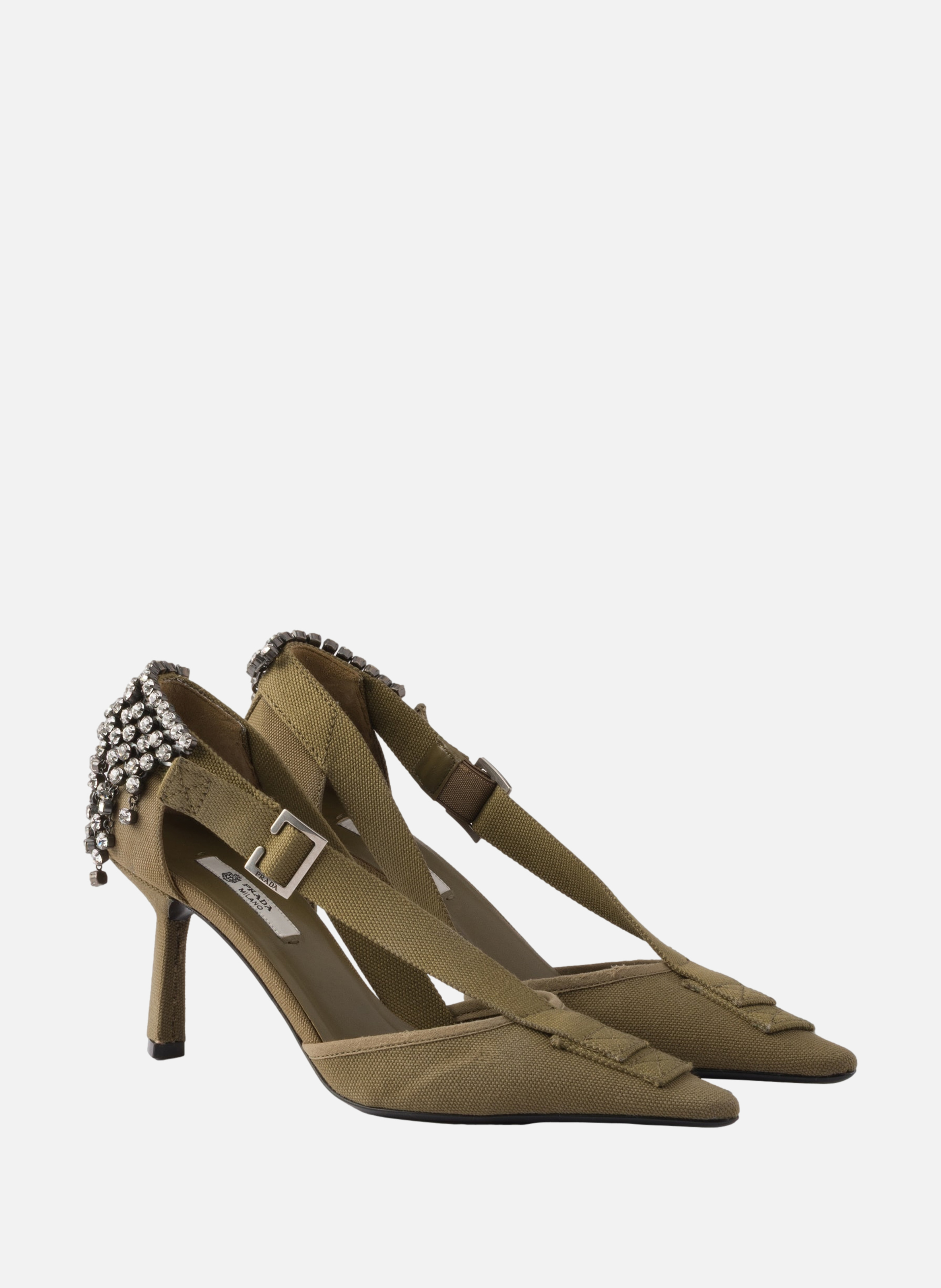 Escarpins en toile ornés de cristaux PRADA Vert