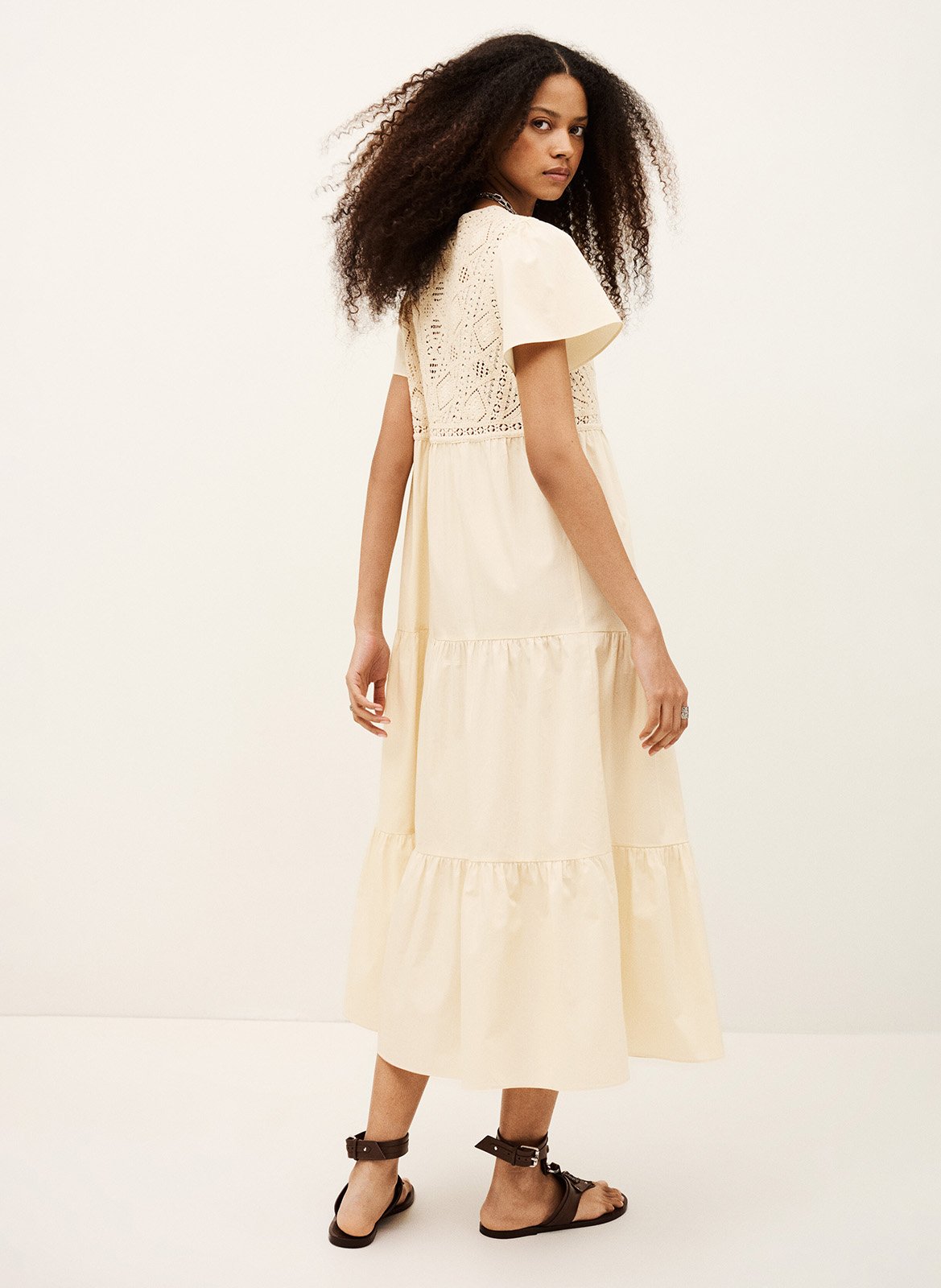 Robe longue col v en coton sandy BA&SH Beige