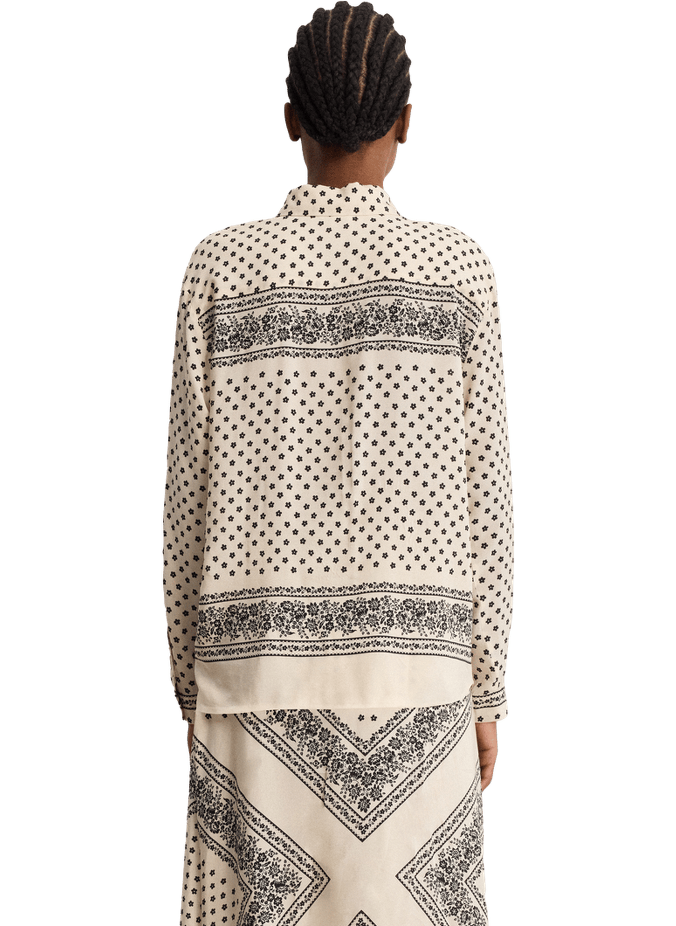 Chemise fluide imprimé bicolore - colombe Beige