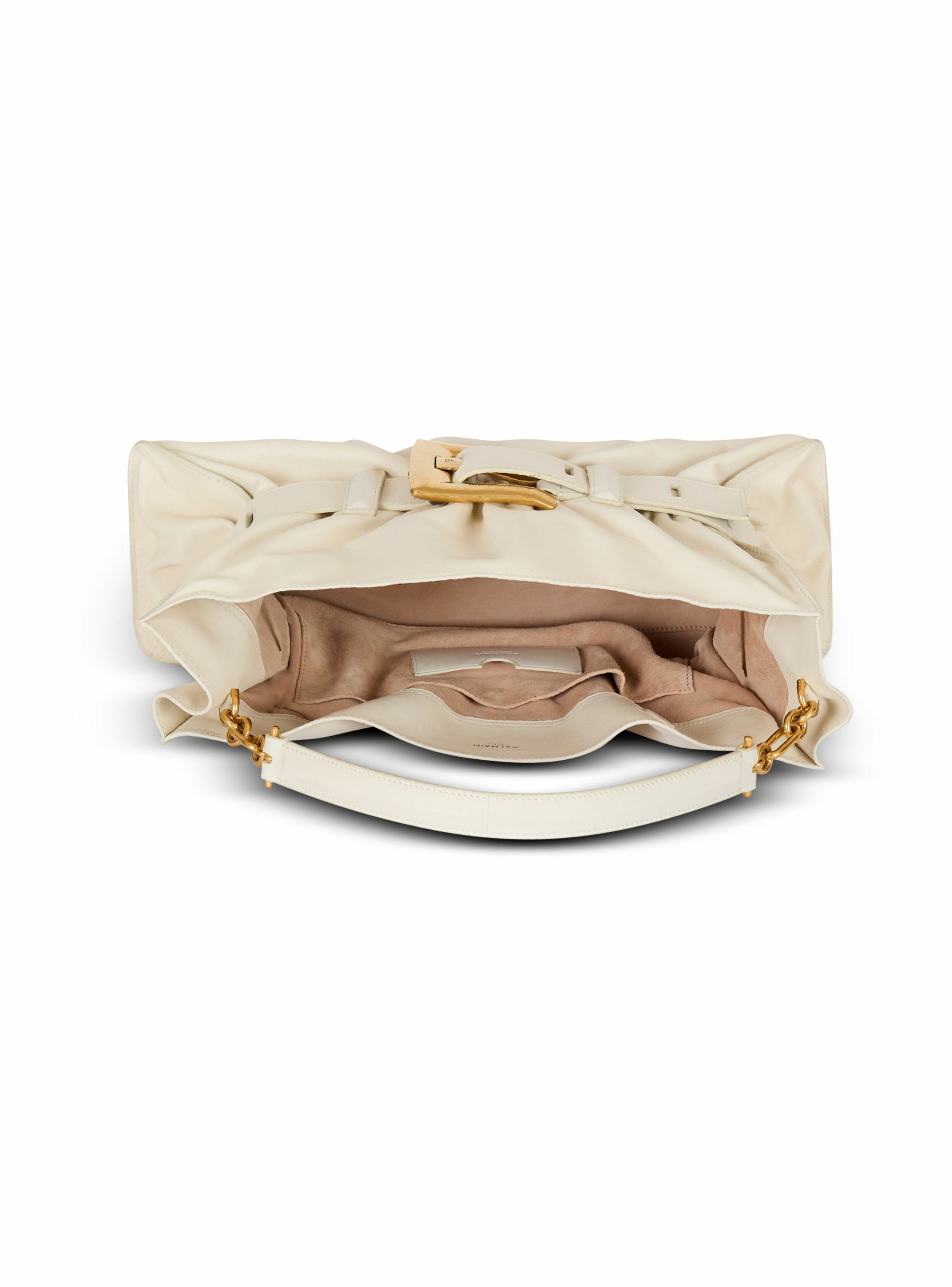 Sac anthem medium shoulder en cuir BALMAIN Blanc
