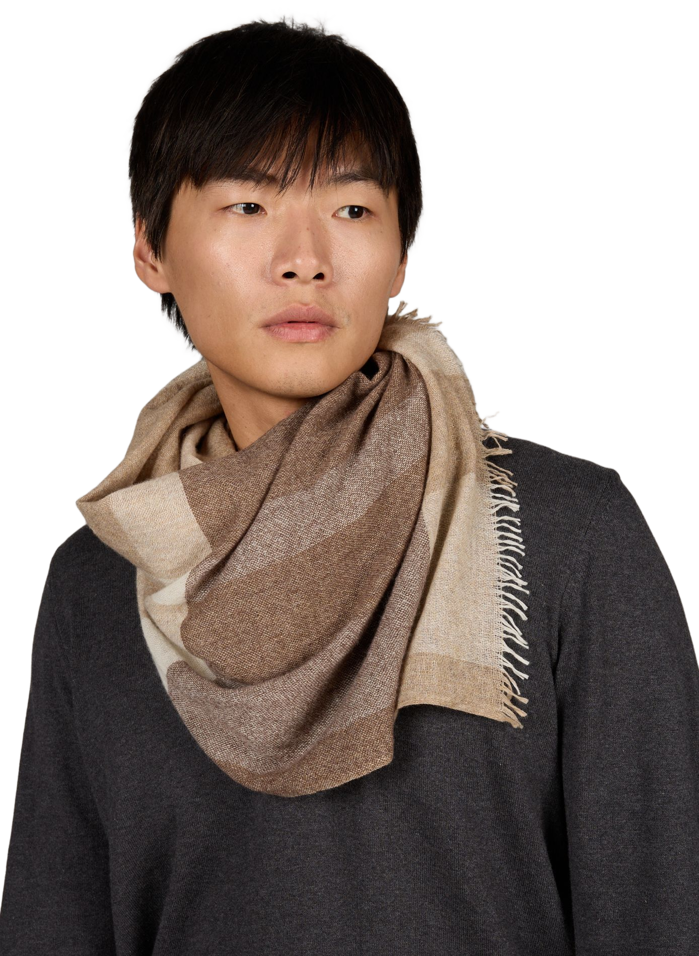 Echarpe à carreaux en laine et coton mélangés SAISON 1865 Multicolore