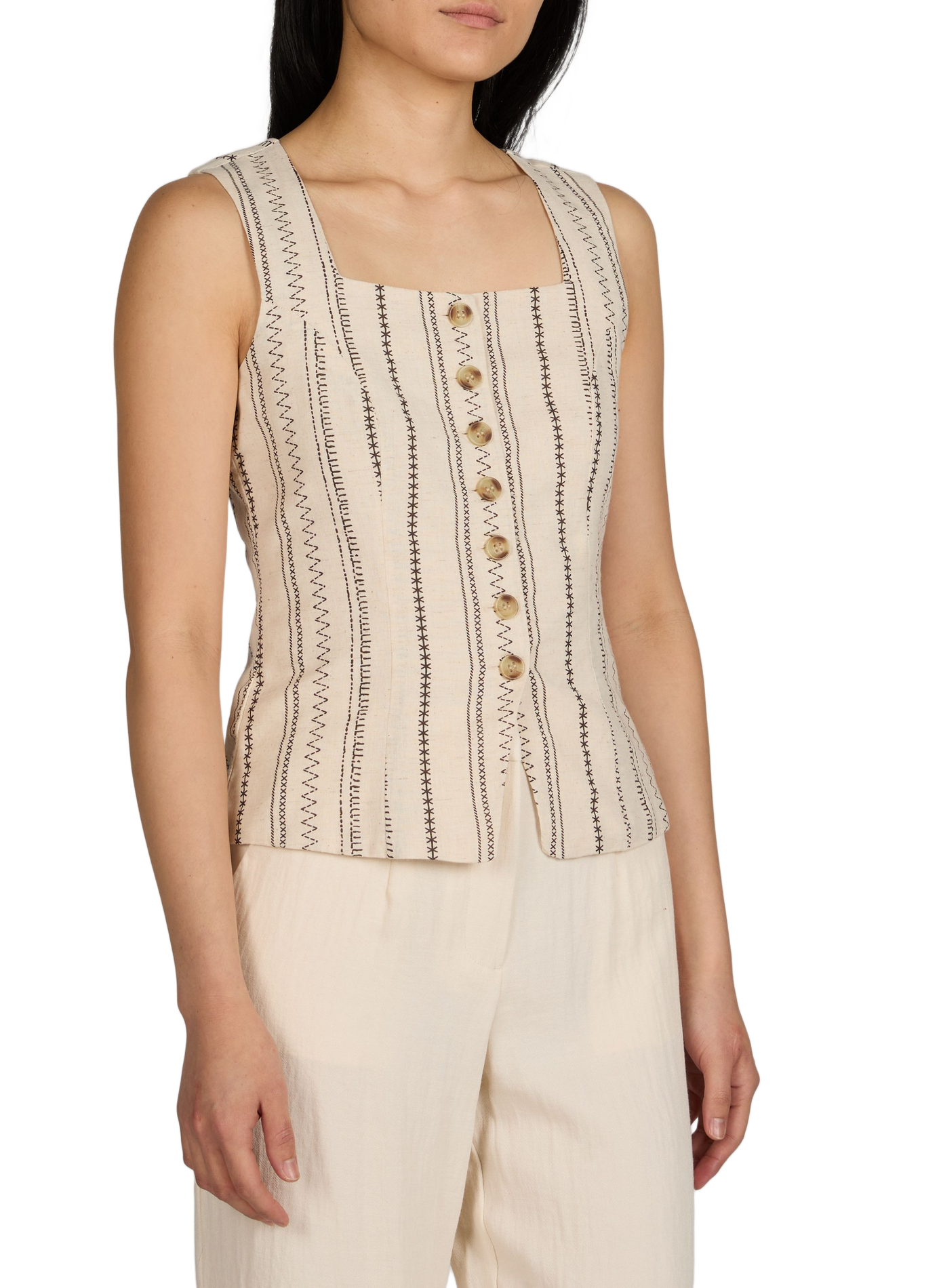 Top Vilinnen in cotone e lino VILA Multicolore
