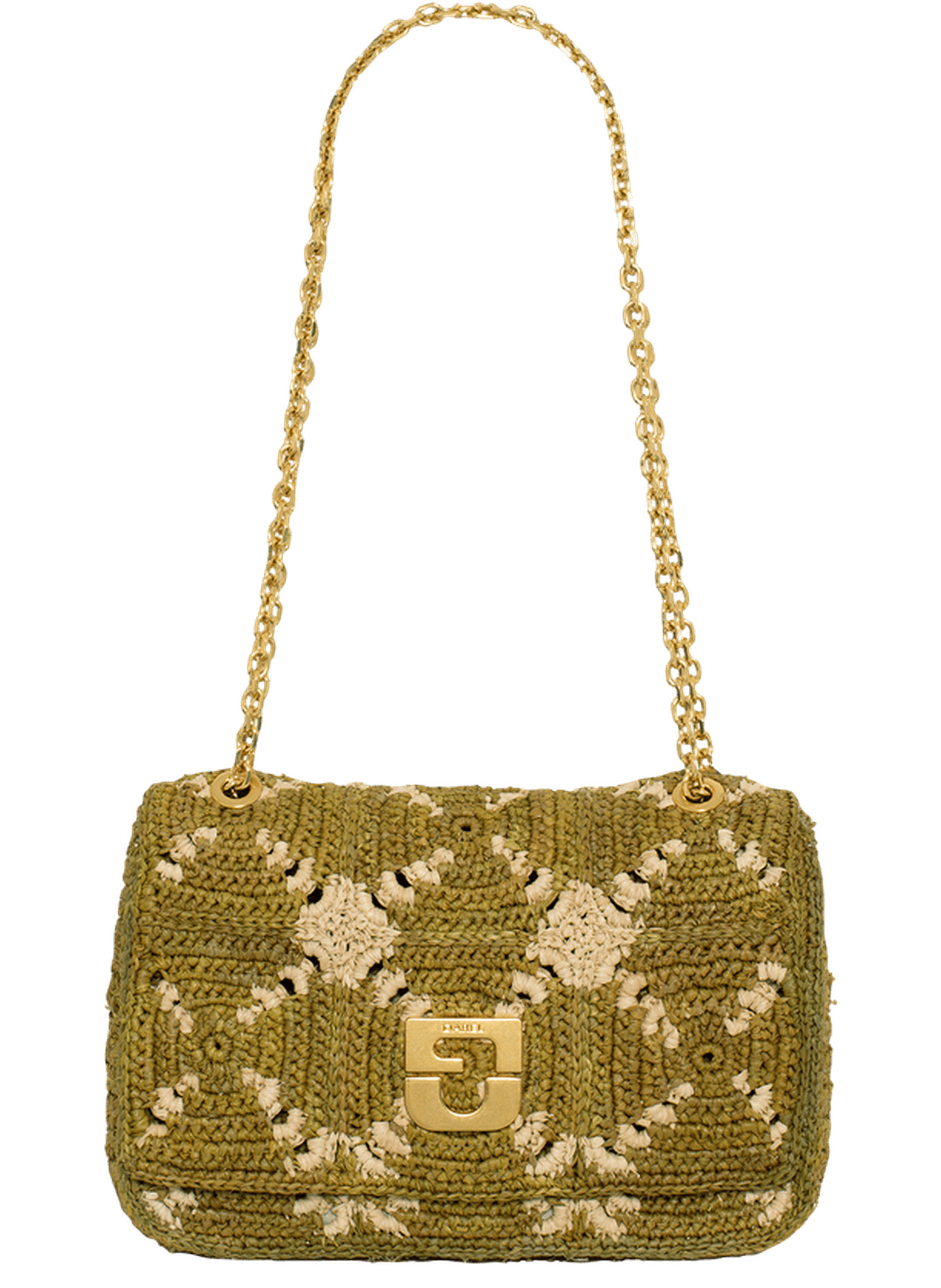 Sac en patchwork de raphia - le fanny GERARD DAREL Kaki