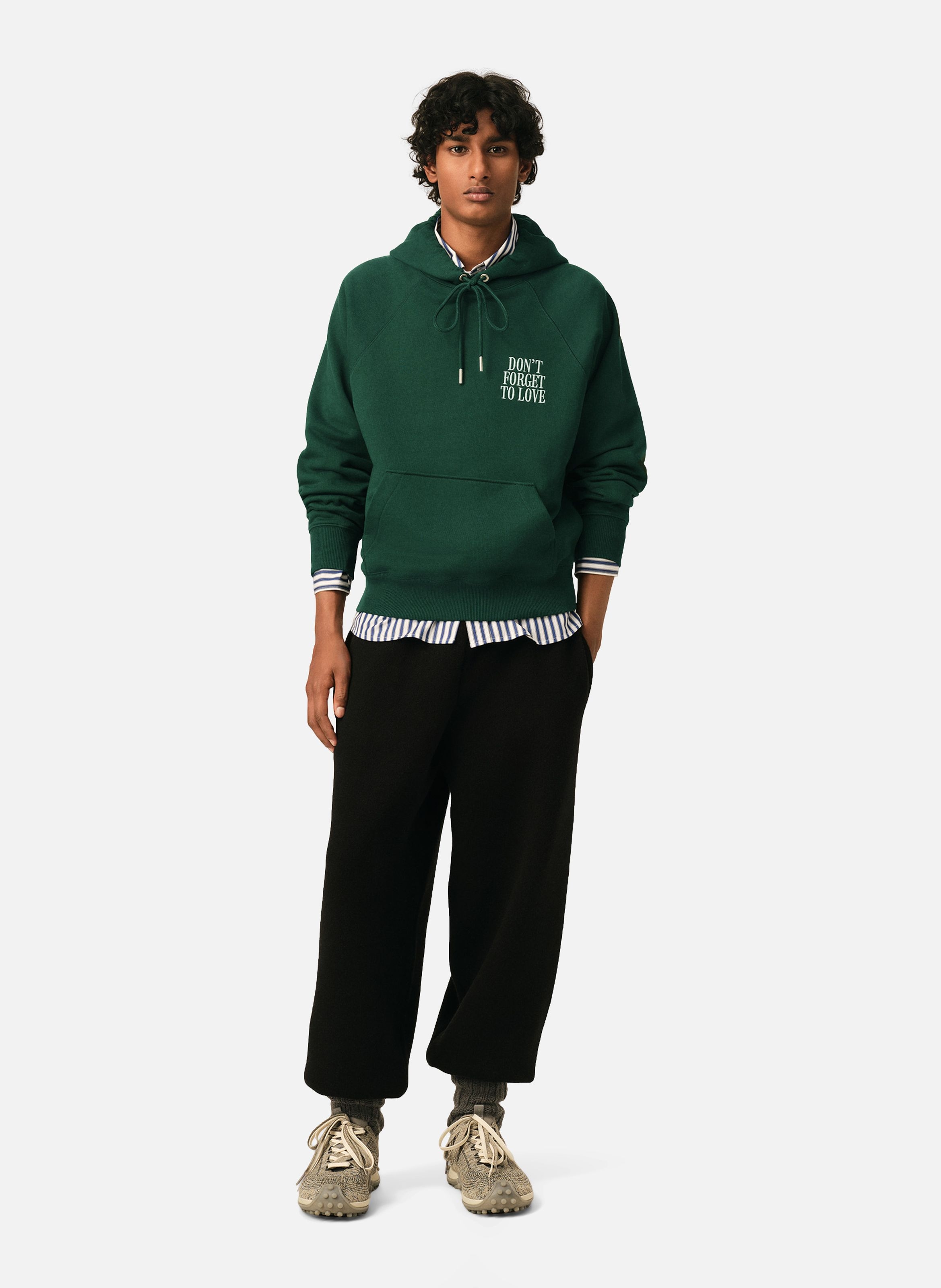 Hoodie unisexe en coton "don't forget to love" AMI PARIS Vert