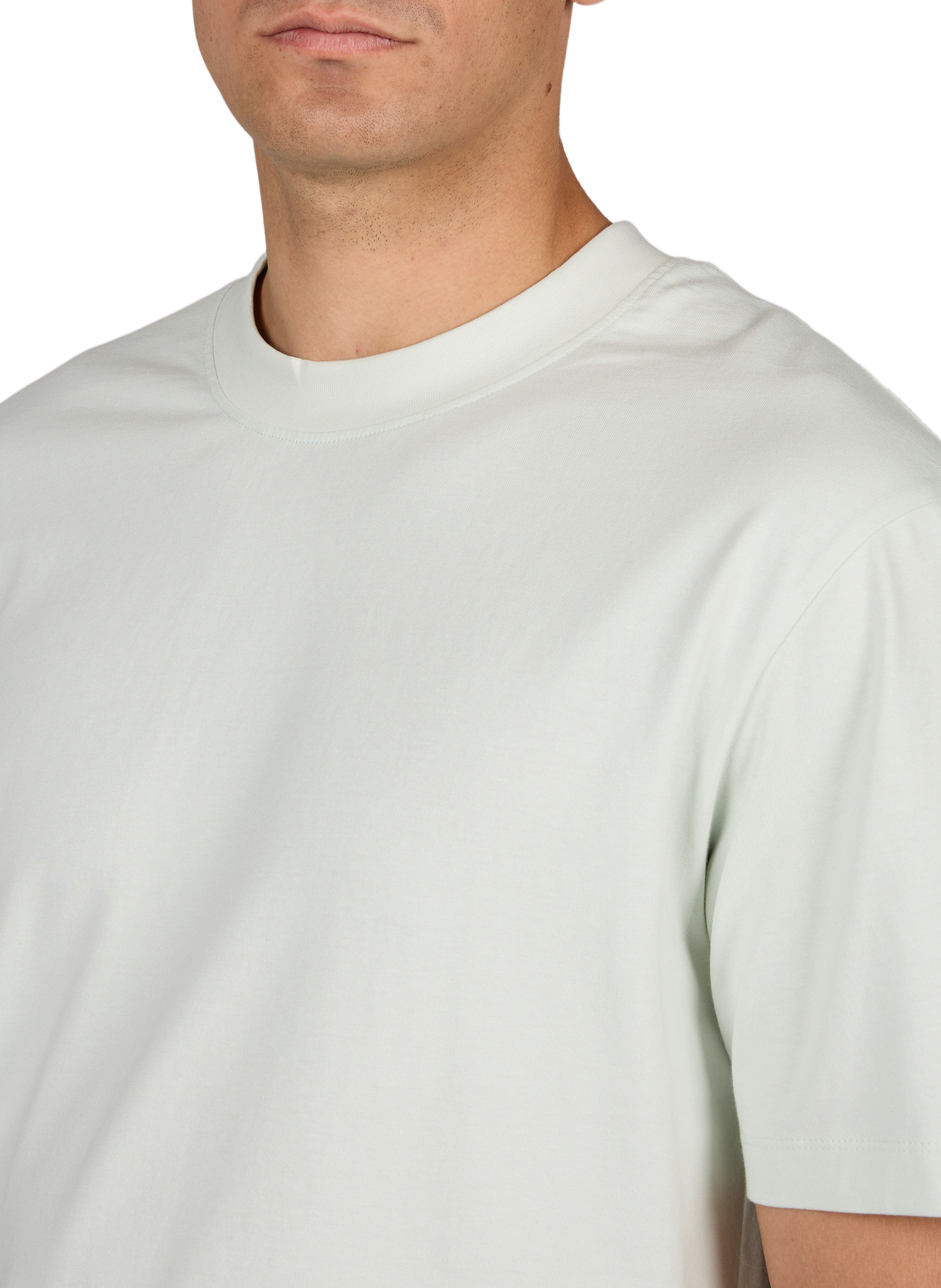 Solid color t-shirt with printed back in cotton MINIMUM Green