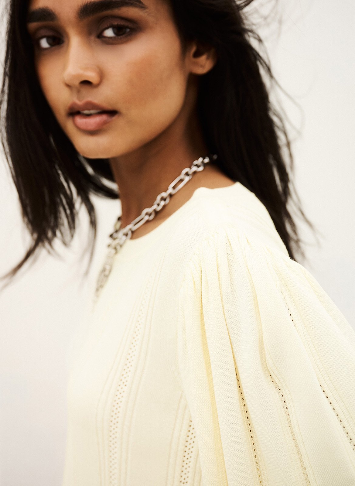 Robe courte manches 3/4 en maille seline BA&SH Beige