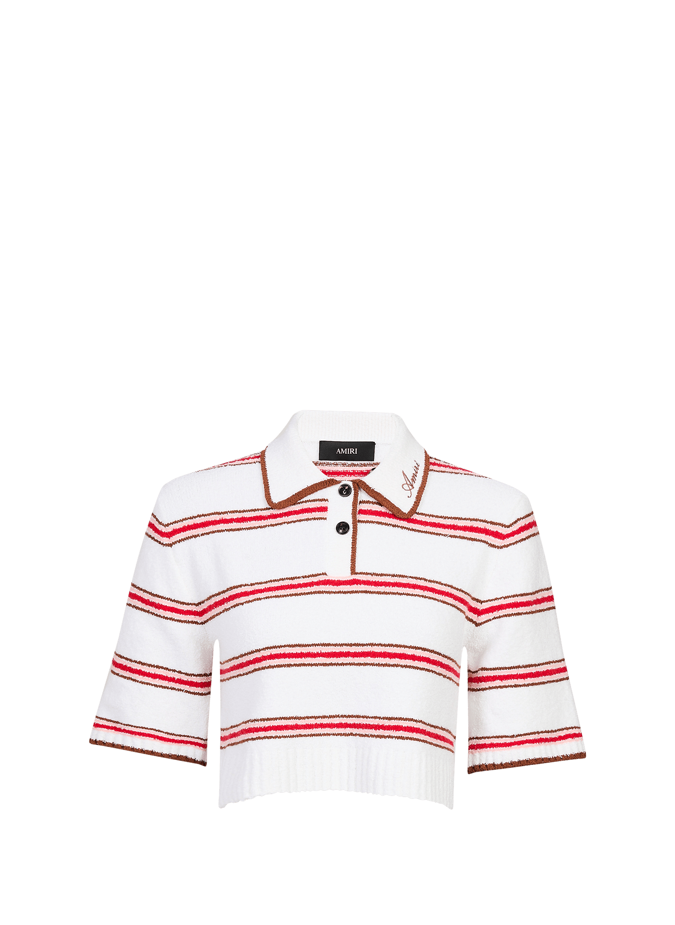 Polo à logo brodé et à rayures en coton mélangé AMIRI Orange